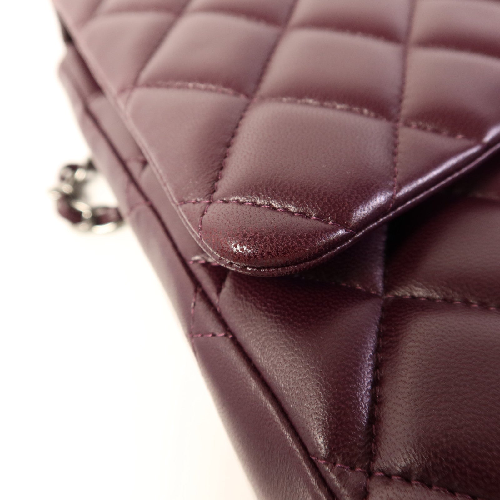 CHANEL 羊皮皮革Maxi Classic銀扣鏈帶肩背袋