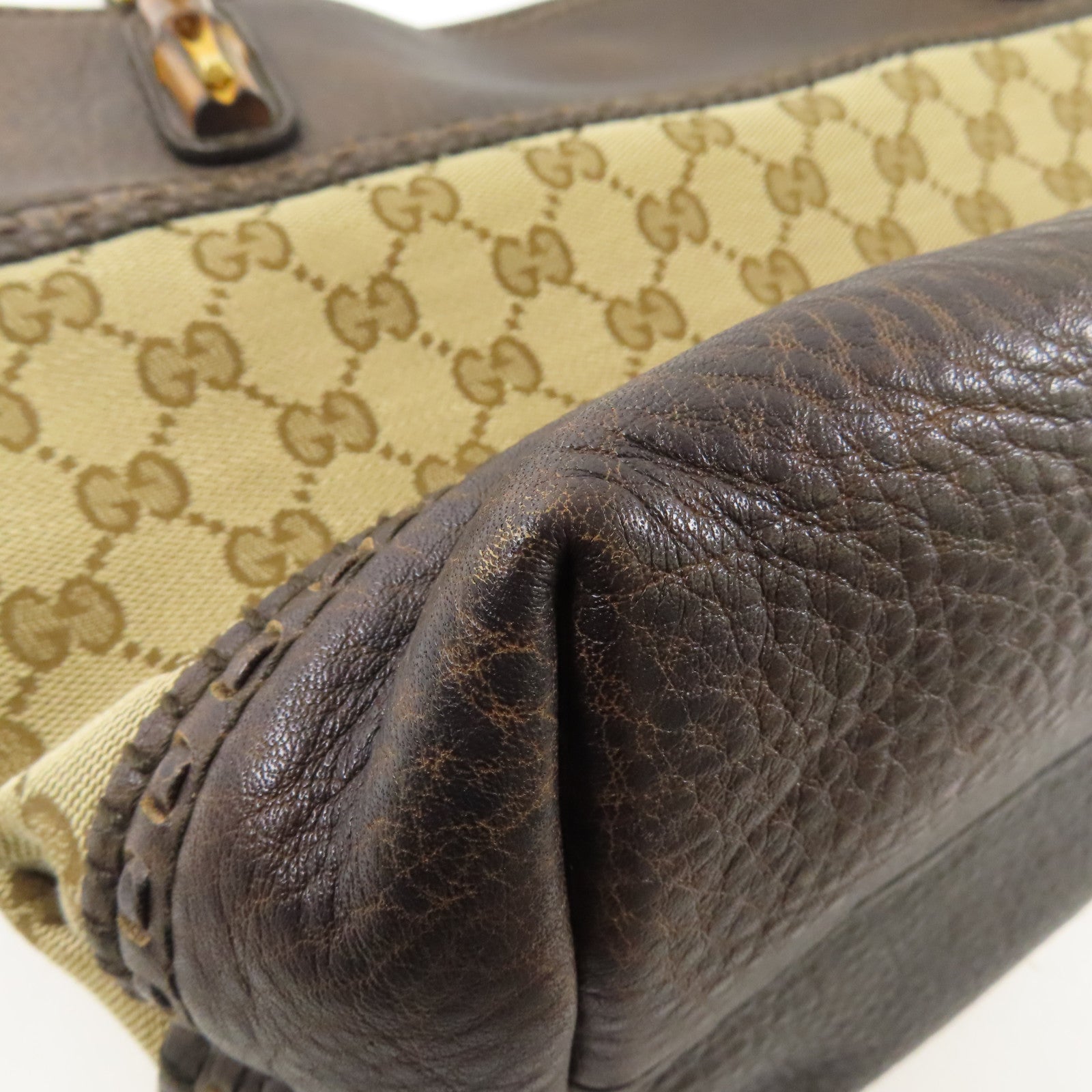 GUCCI 【激減優惠】牛皮皮革/帆布Tote Bag金扣手挽袋