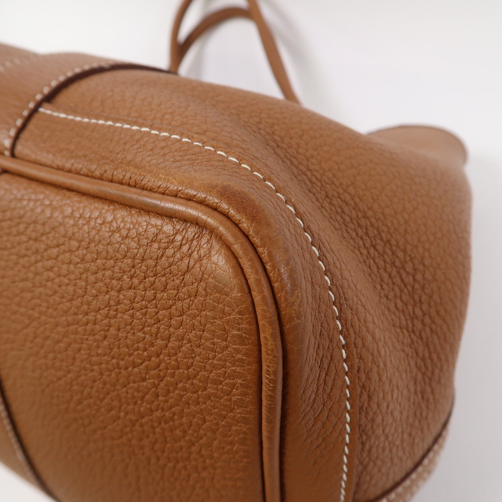 HERMES Negonda皮革Garden Party PM銀扣手挽袋金色