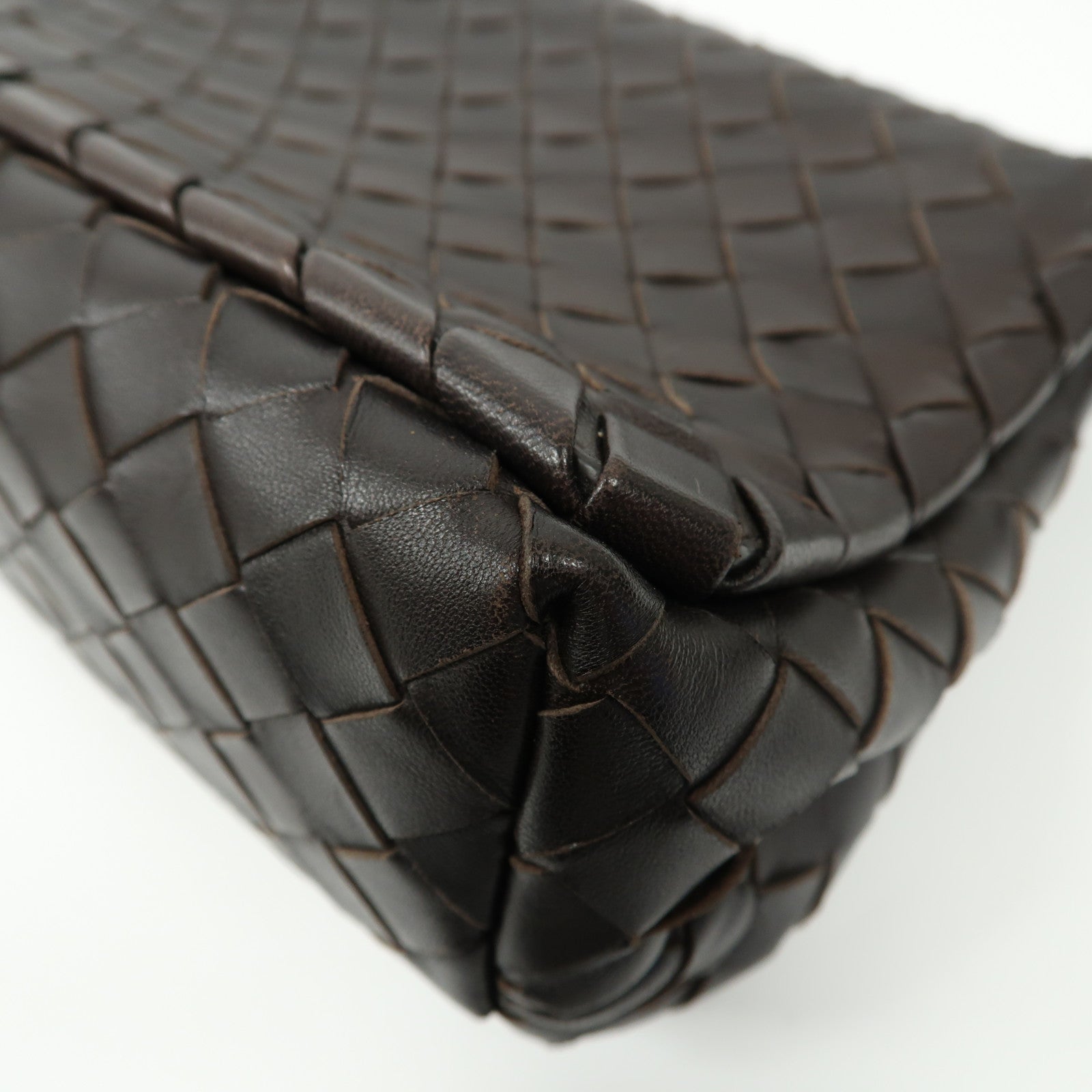 BOTTEGA VENETA 織紋皮革Shoulder Bag金扣肩背袋啡色