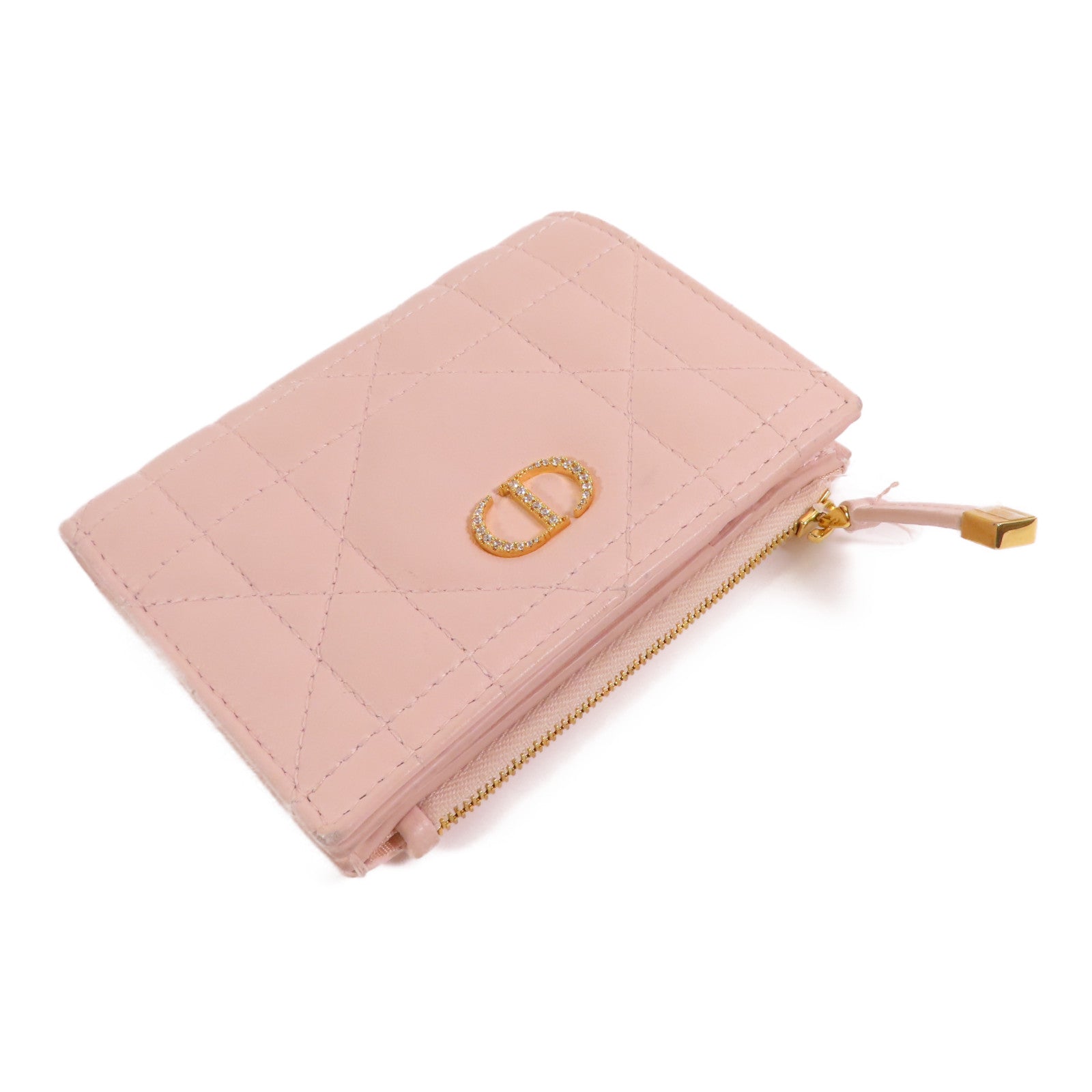 Dior 羊皮皮革Caro Dahlia Wallet金扣短錢包