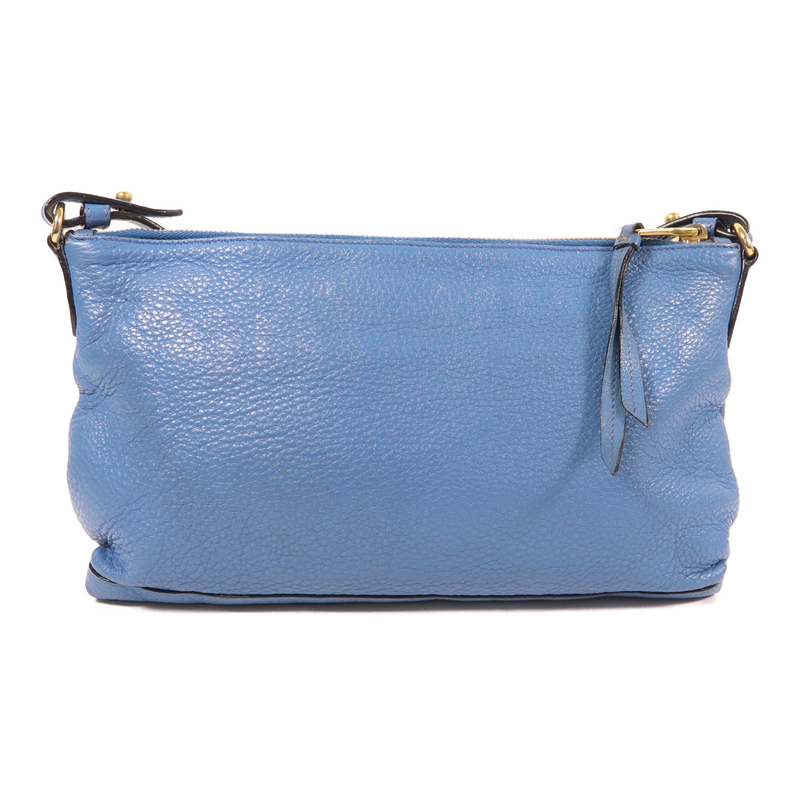 PRADA GHW Shoulder Bag Calfskin Leather Blue