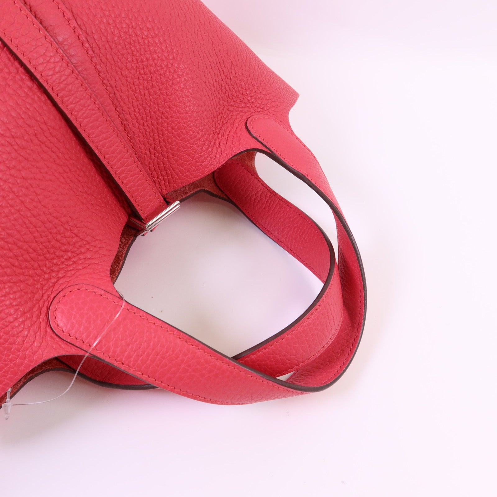 HERMES Clemence皮革Picotin PM銀扣手挽袋Rose Extreme
