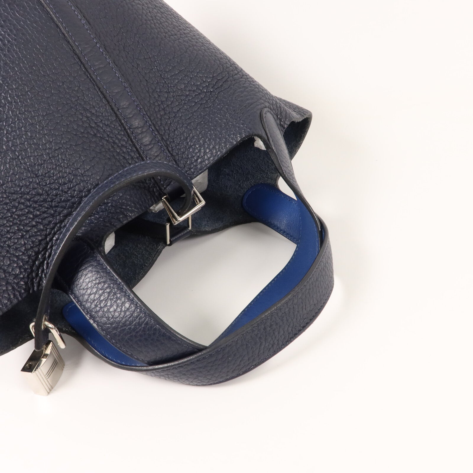 HERMES Clemence皮革Picotin PM手挽袋Bleu Nuit/Bleu Franc