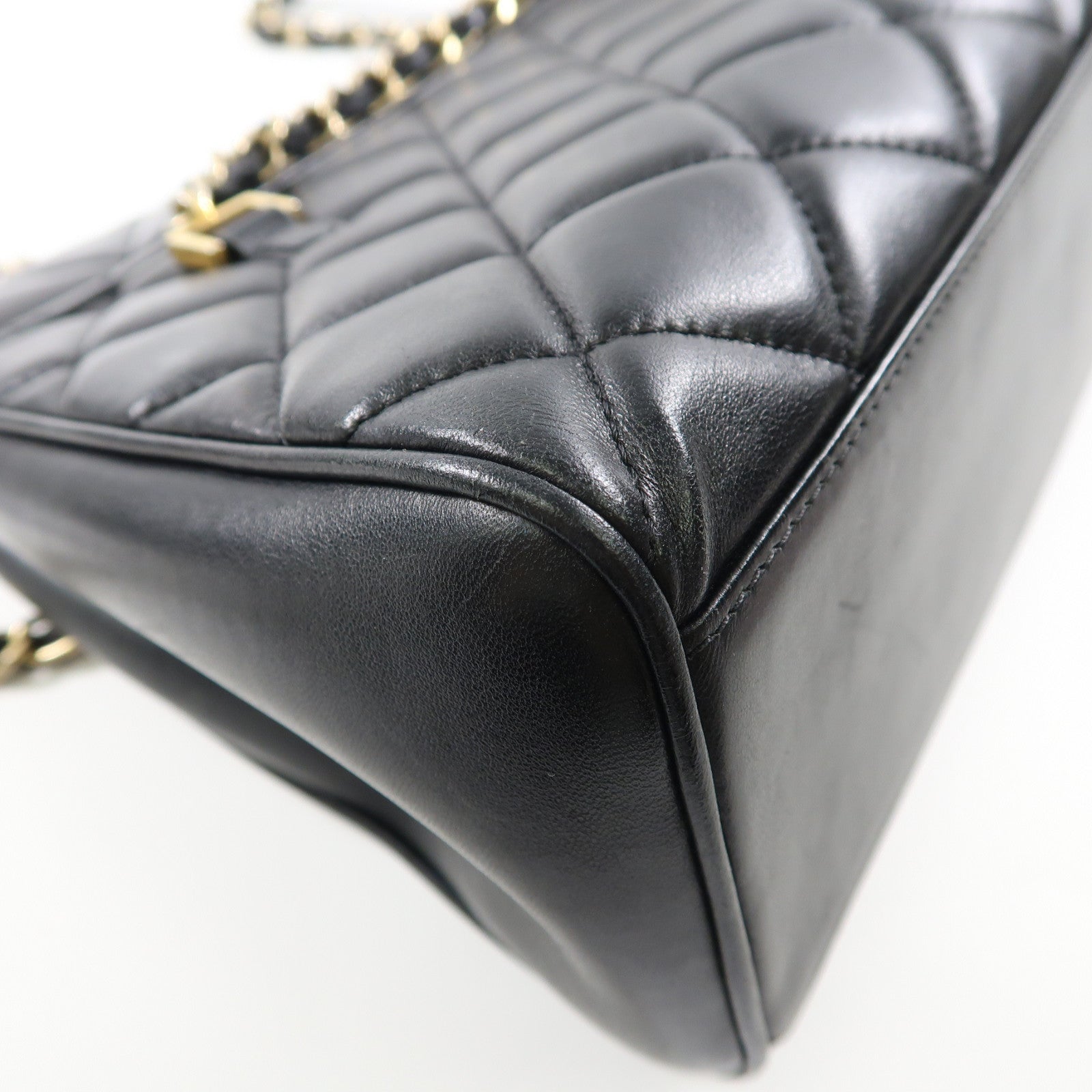 CHANEL 【激減優惠】菱格羊皮皮革Shoulder Bag金扣鏈帶肩背袋黑色