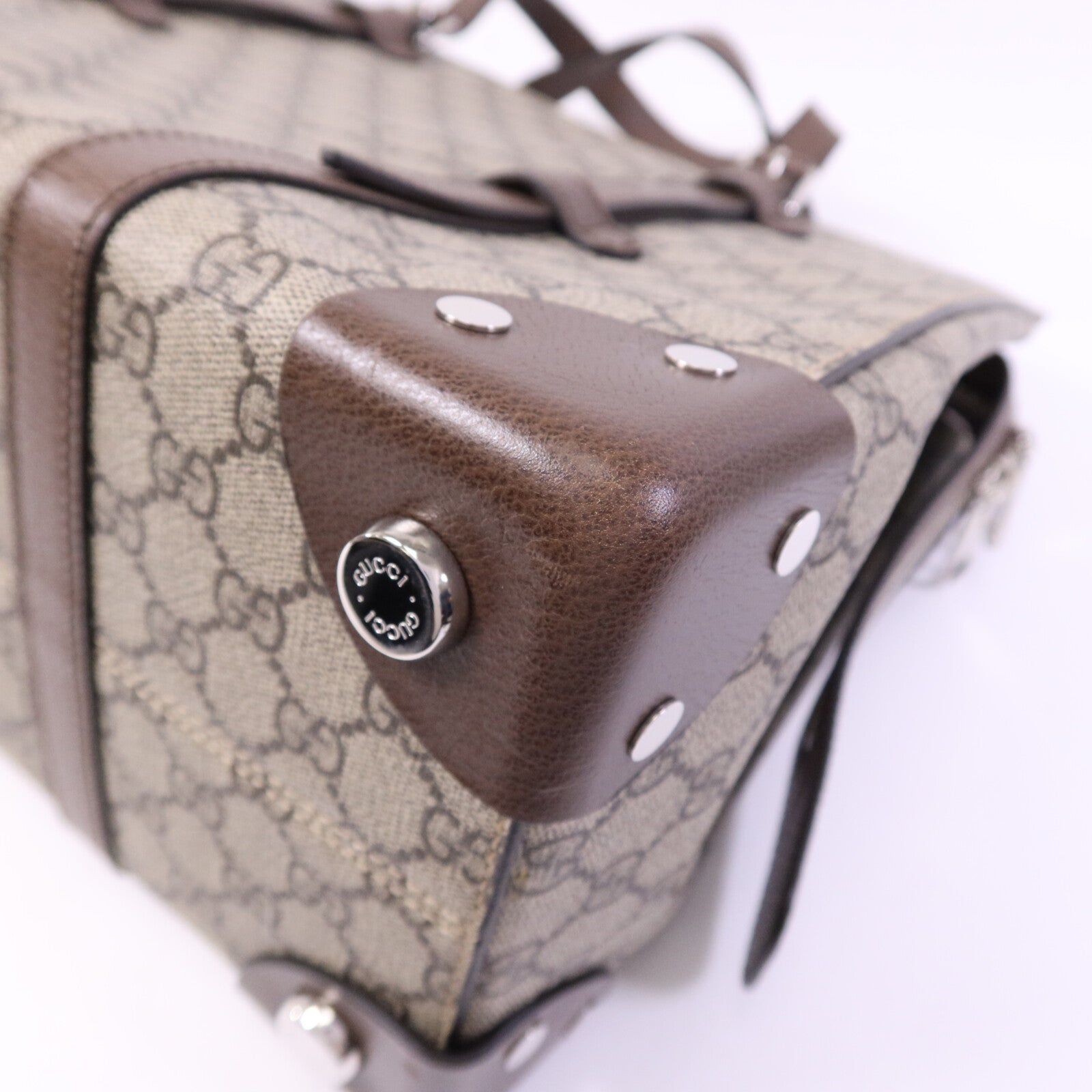 GUCCI 塗層帆布Hand Bag銀扣手挽袋