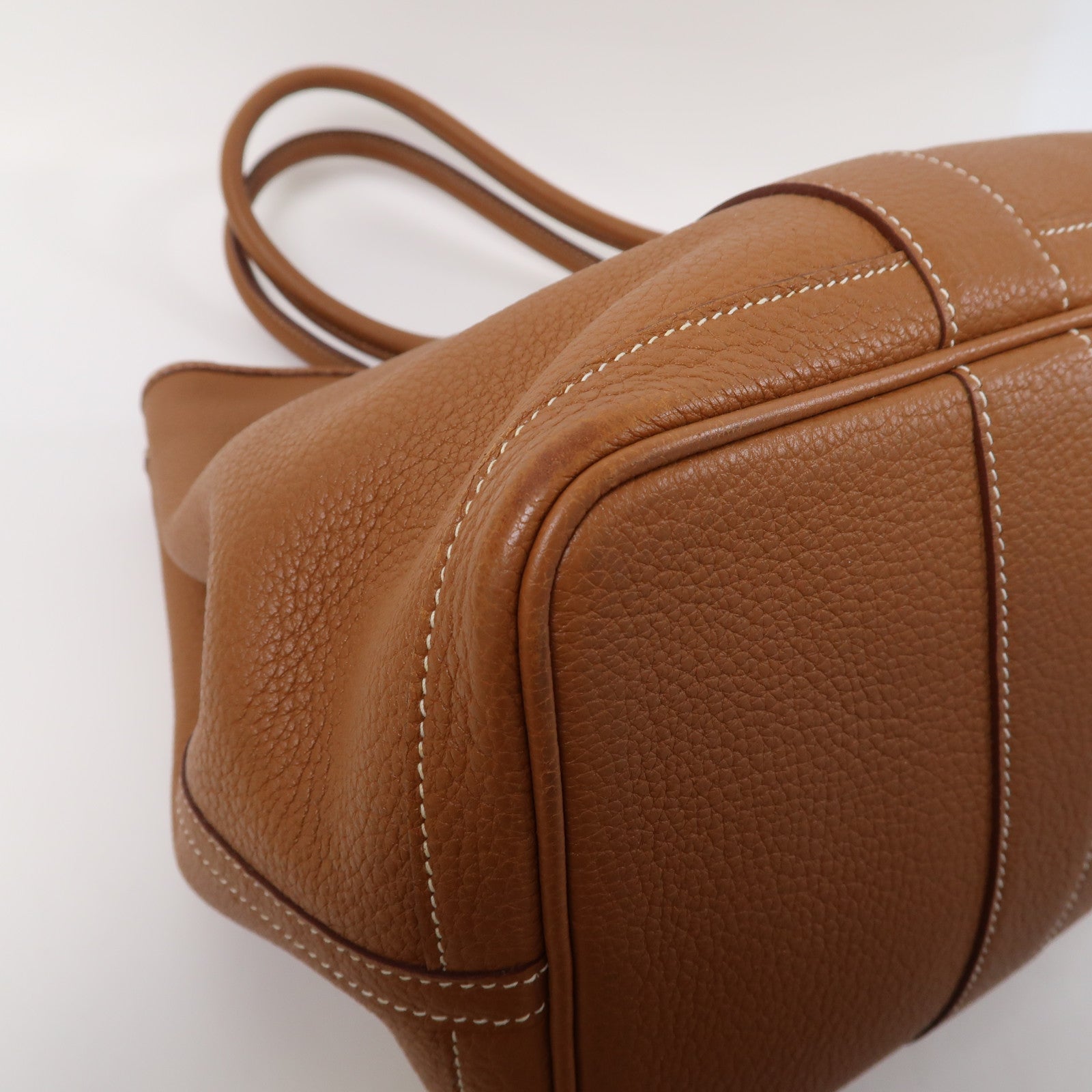 HERMES Negonda皮革Garden Party PM銀扣手挽袋金色