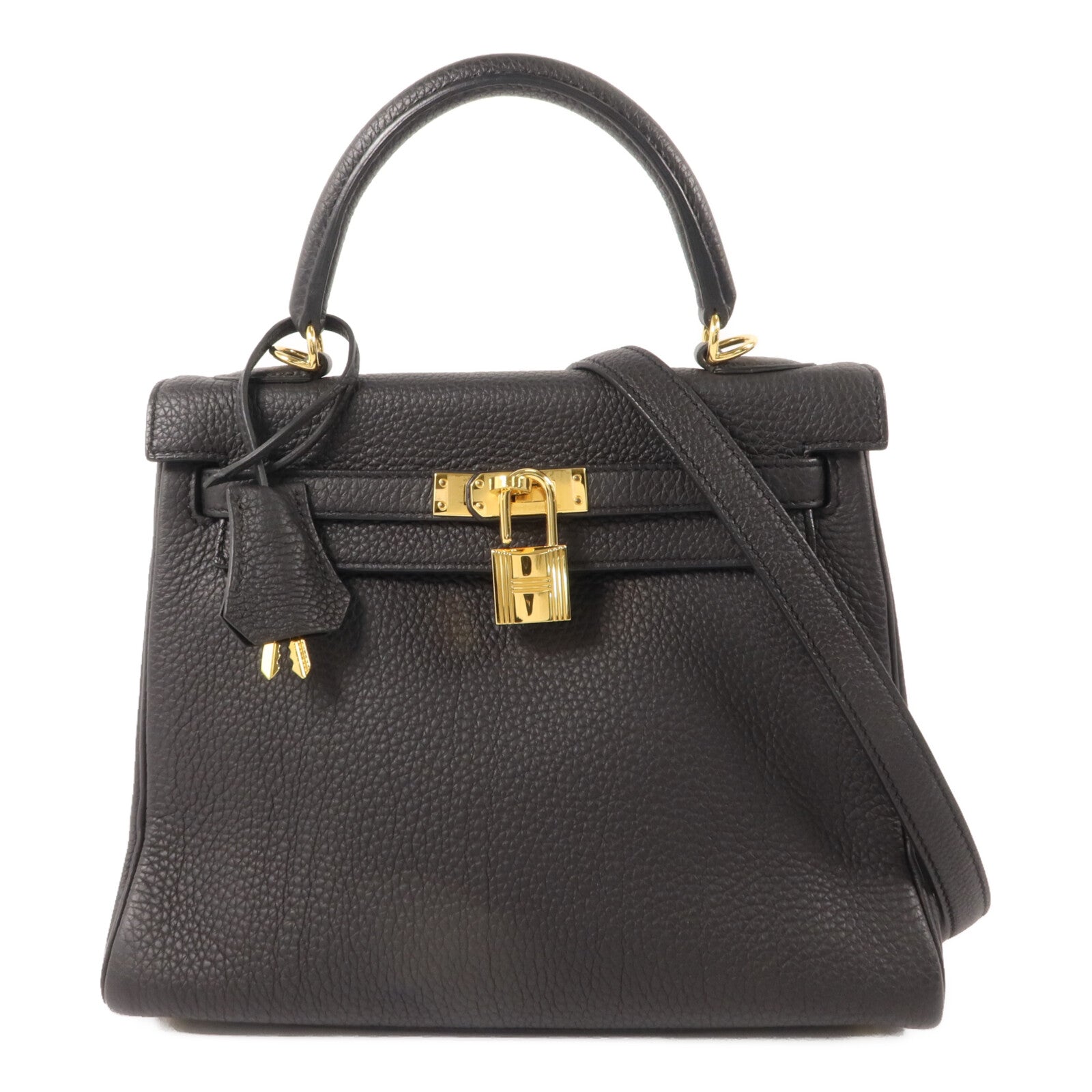 HERMES Togo皮革Kelly 25手挽肩背兩用袋Noir