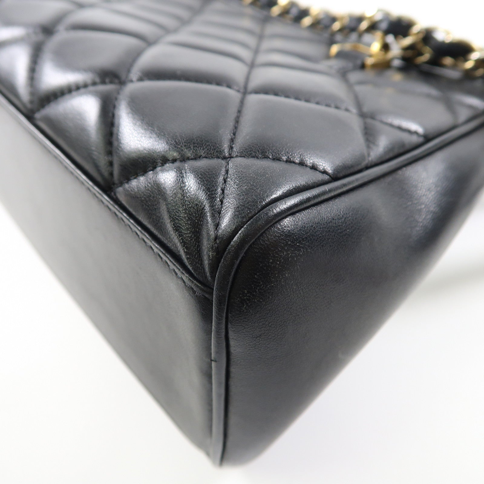 CHANEL 【激減優惠】菱格羊皮皮革Shoulder Bag金扣鏈帶肩背袋黑色