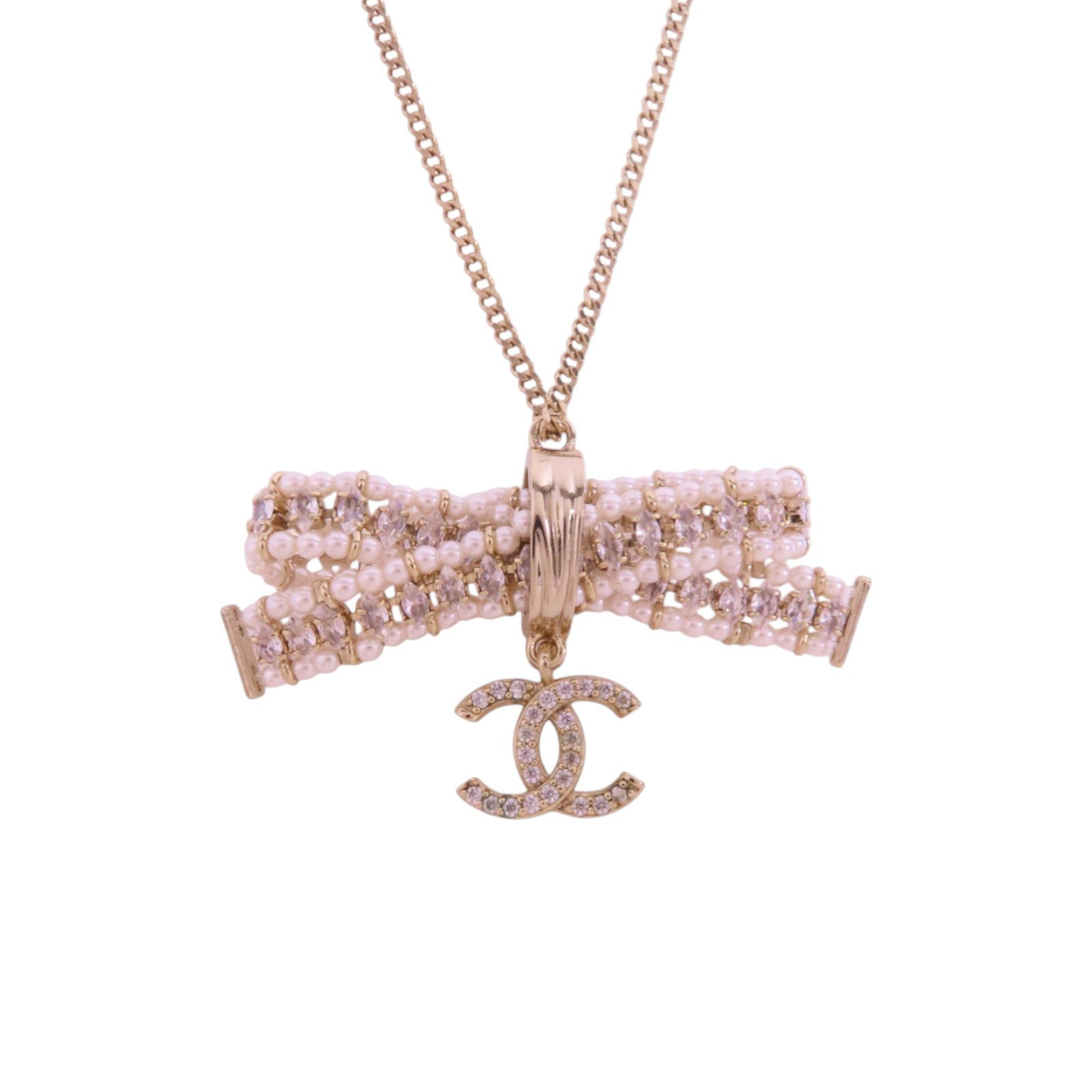 CHANEL 金屬/仿珍珠Necklace金扣項鏈