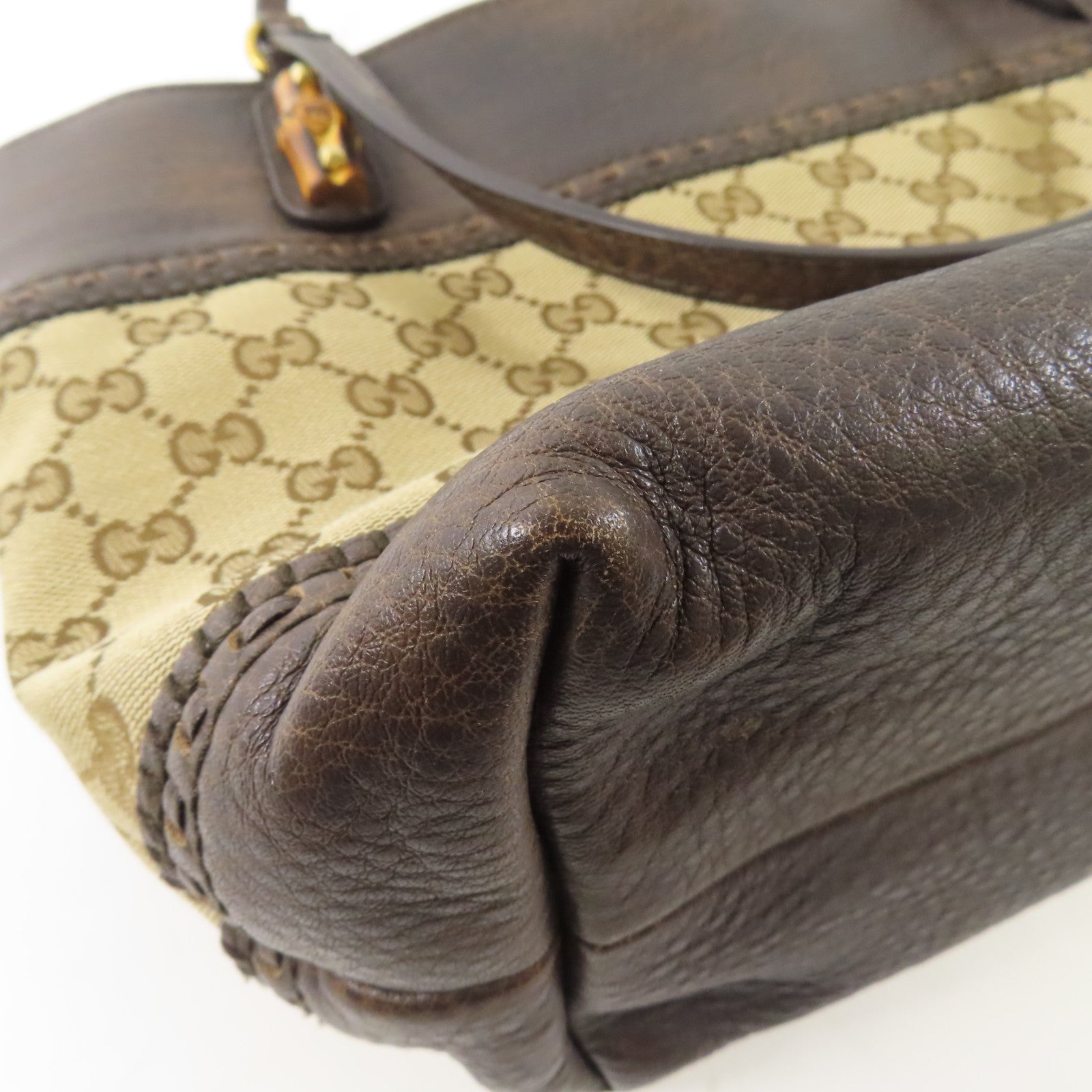 GUCCI 【激減優惠】牛皮皮革/帆布Tote Bag金扣手挽袋