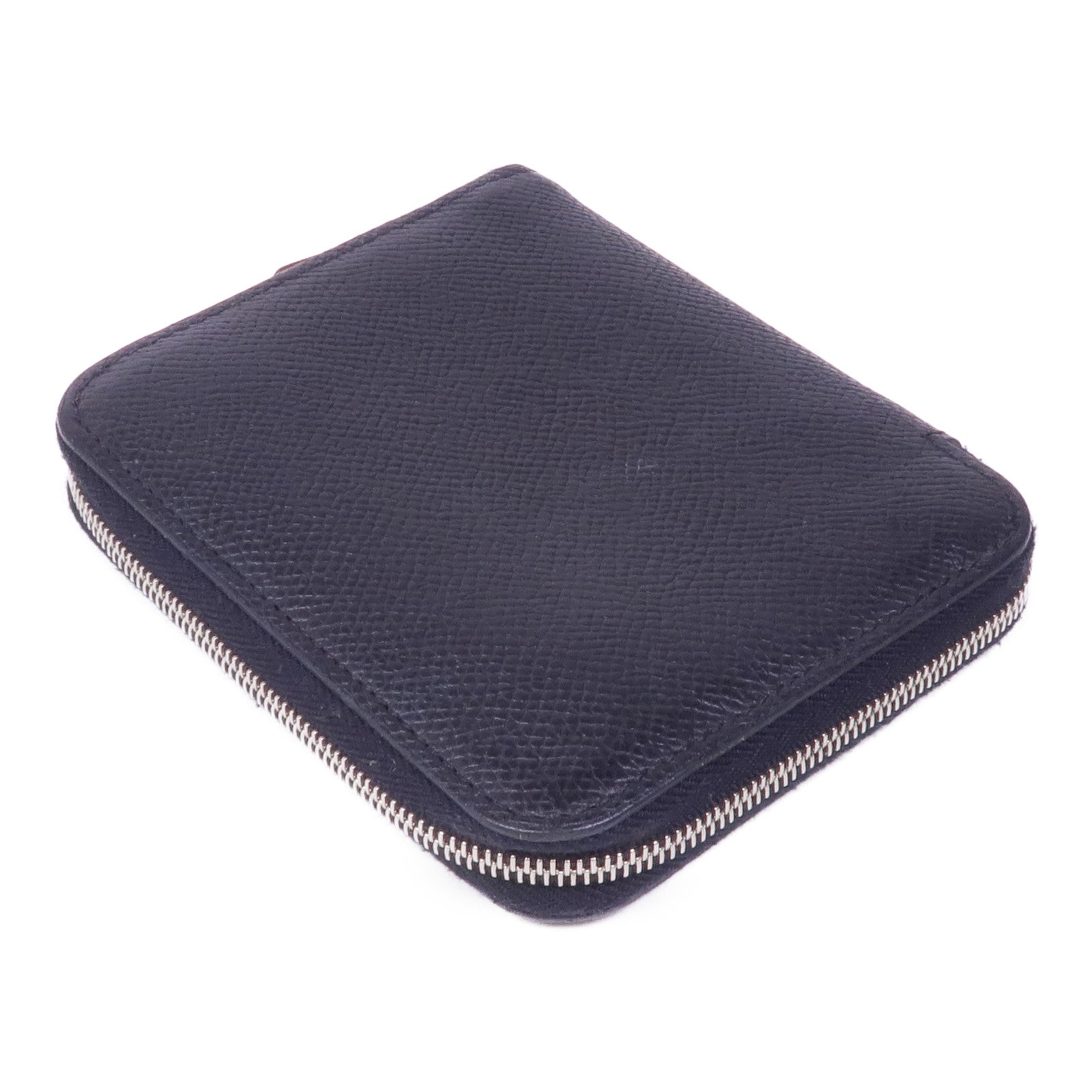 HERMES Epsom皮革Silk'In Compact Wallet銀扣錢包Noir