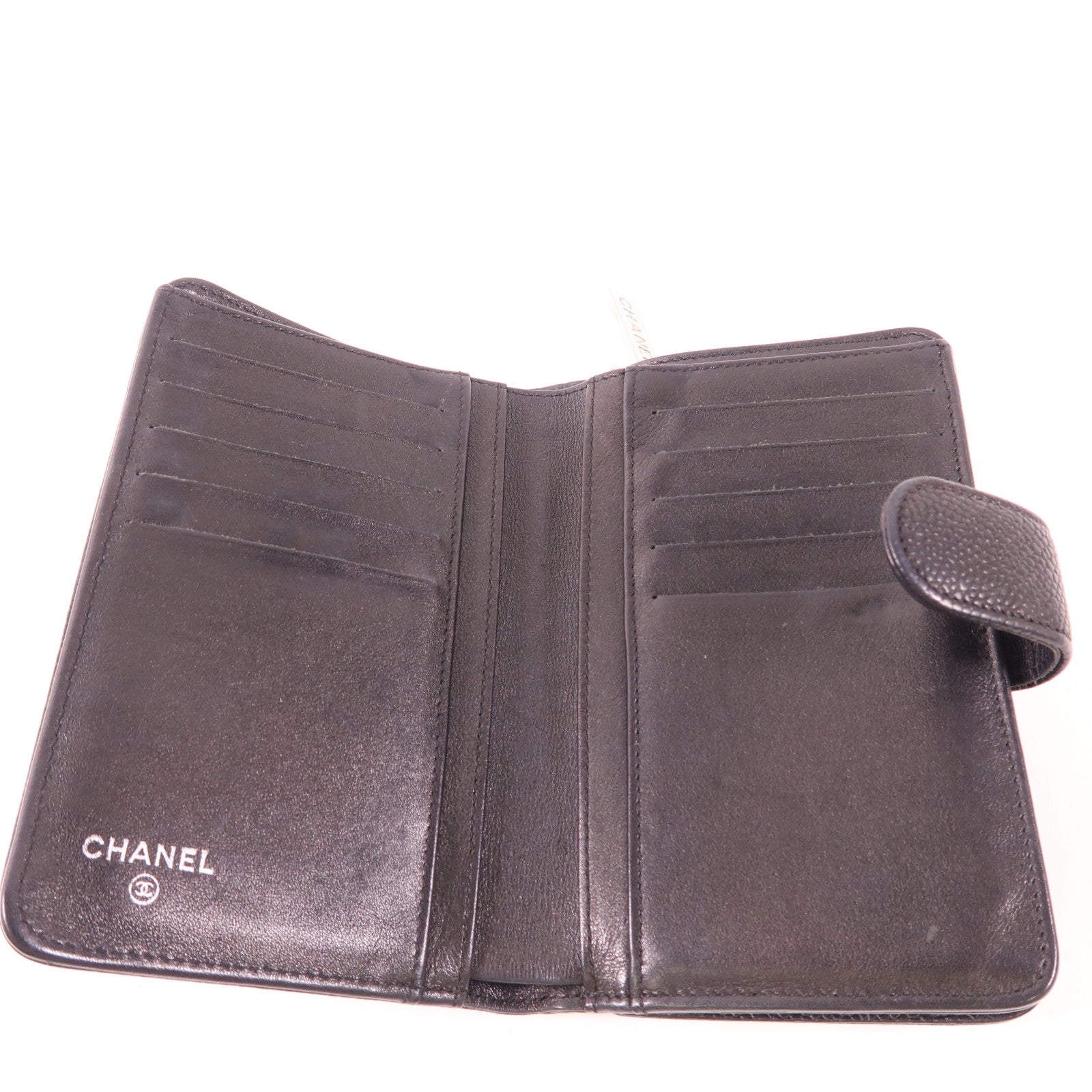 CHANEL 牛皮皮革Bifold Wallet銀扣錢包