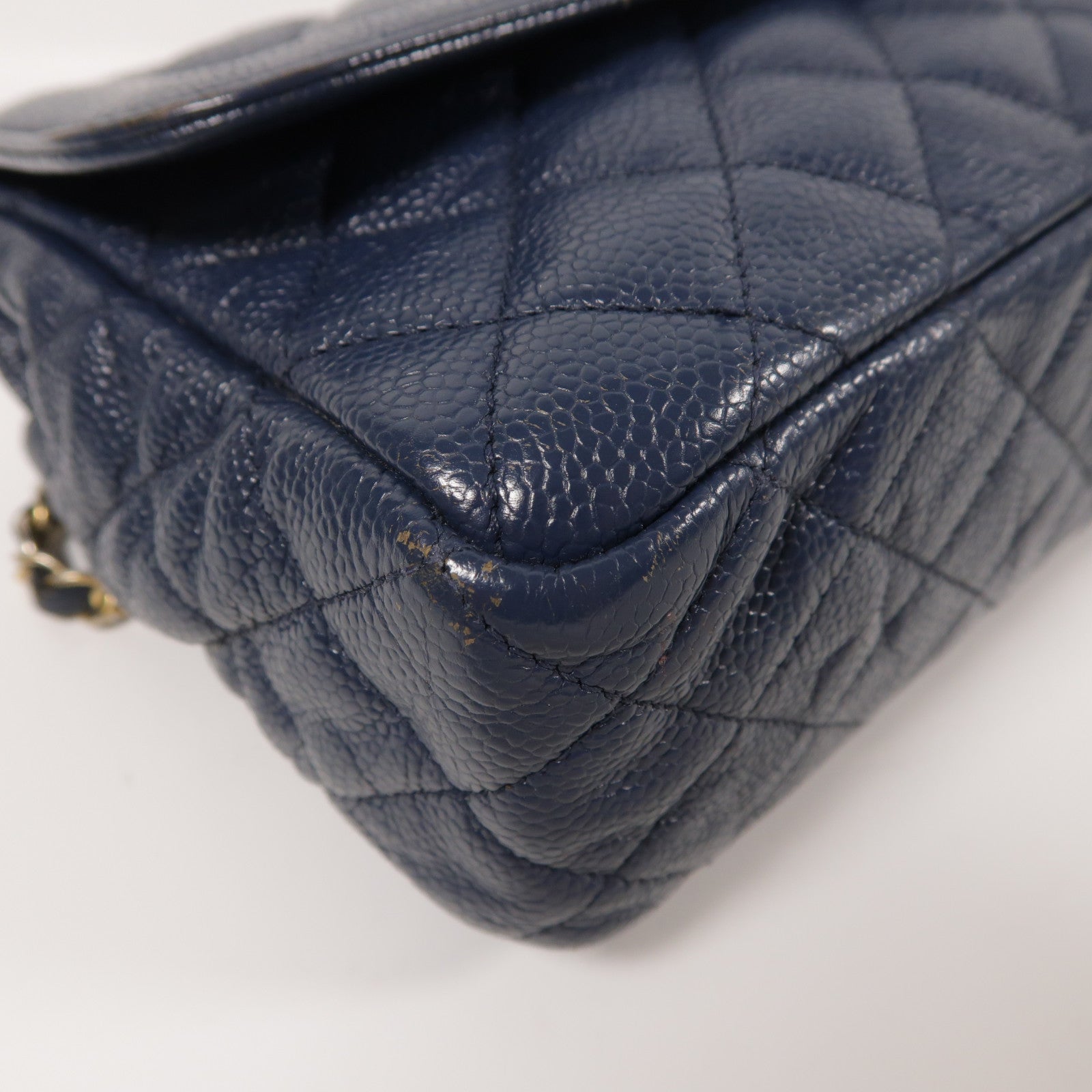 CHANEL CC Chain Shoulder Bag Calfskin Leather Blue