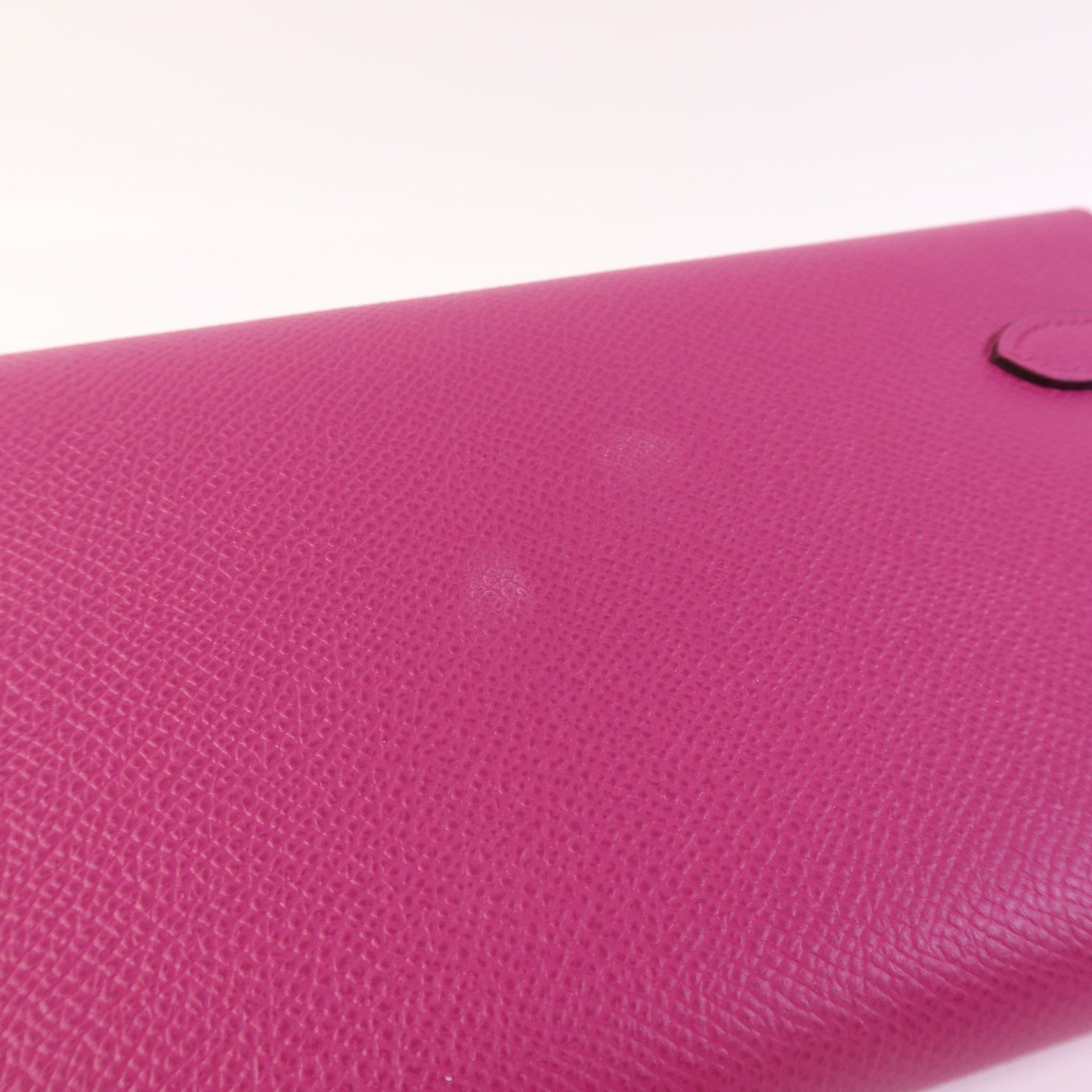 HERMES Epsom皮革Kelly Wallet銀扣長錢包Rose Purple