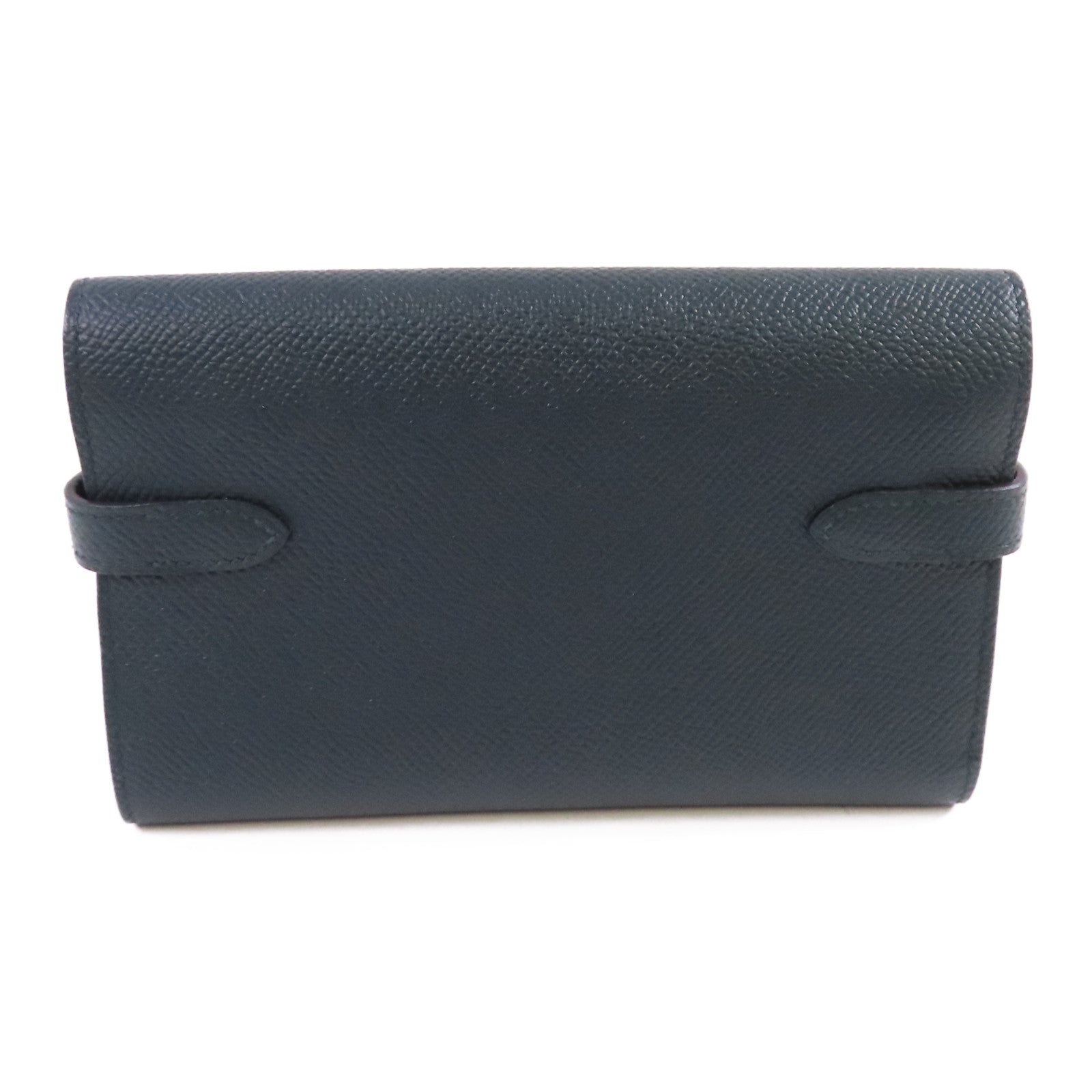 HERMES Epsom皮革Kelly Depliant Wallet金扣長錢包Vertjade(06)