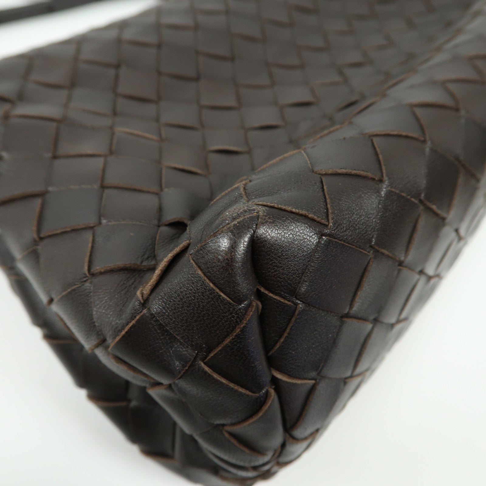 BOTTEGA VENETA 織紋皮革Shoulder Bag金扣肩背袋啡色