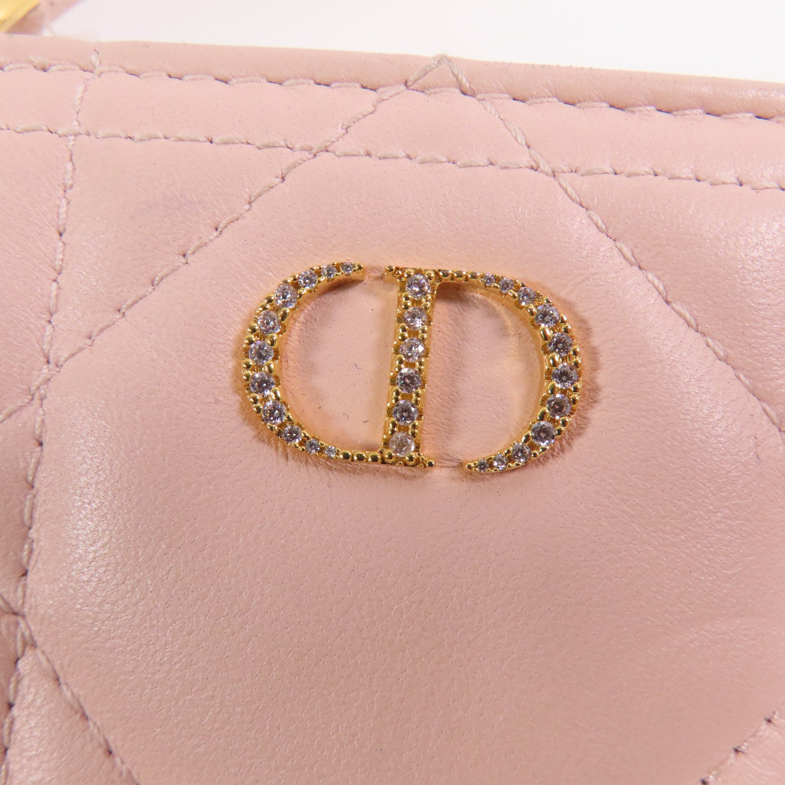 Dior 羊皮皮革Caro Dahlia Wallet金扣短錢包
