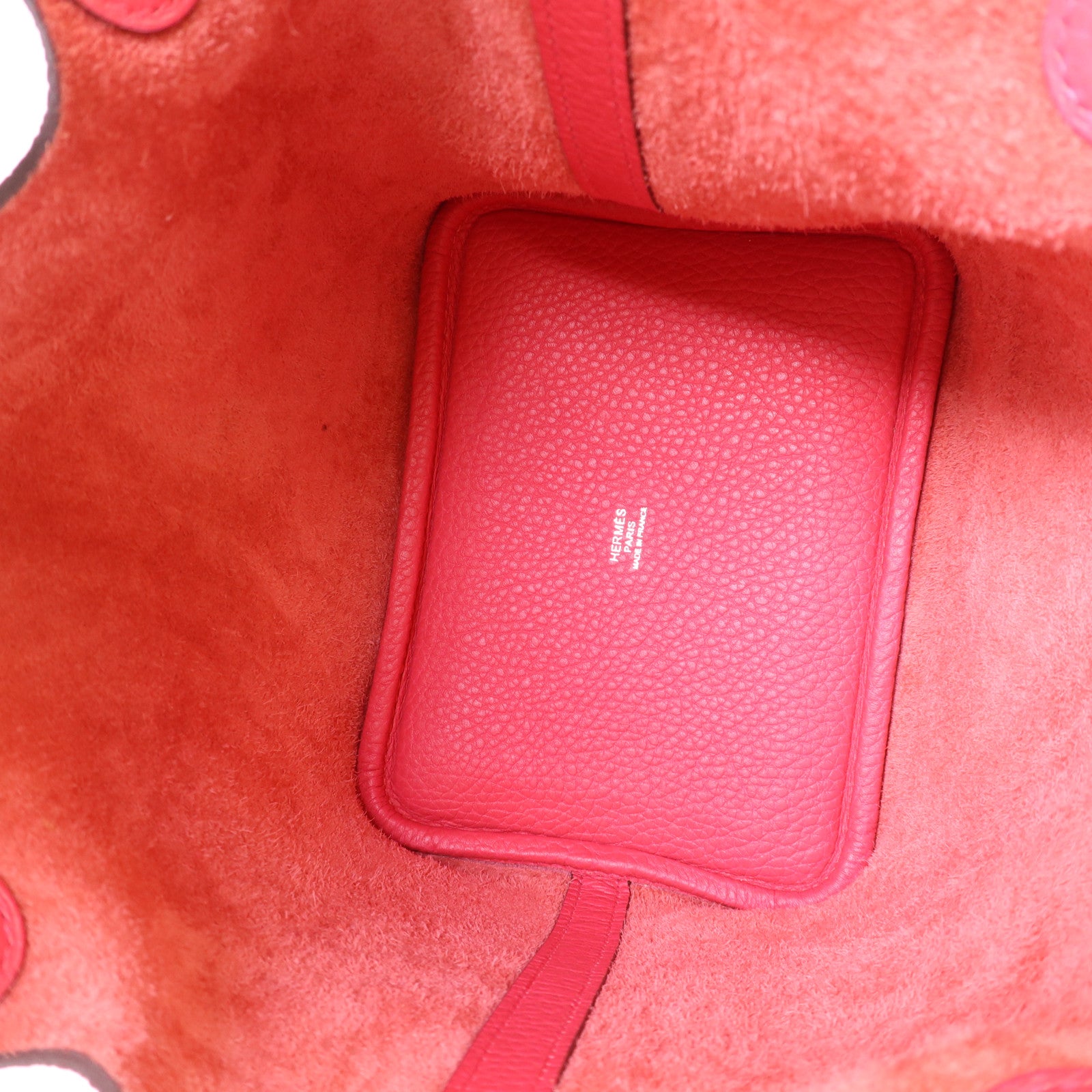 HERMES Clemence皮革Picotin PM銀扣手挽袋Rose Extreme