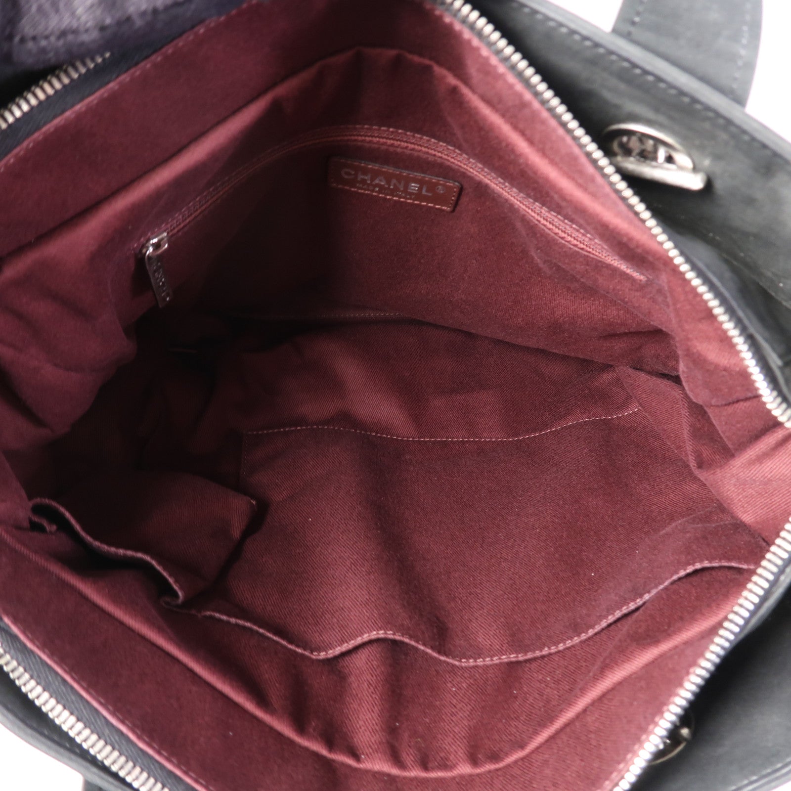 CHANEL 牛皮皮革Totebag銀扣鏈帶手挽肩背兩用袋