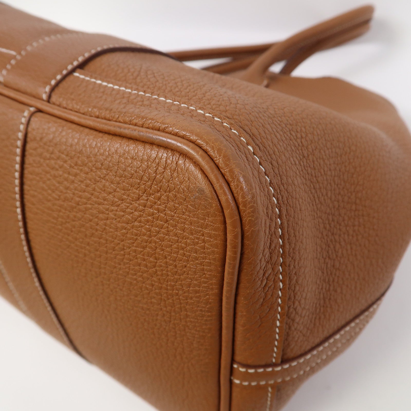 HERMES Negonda皮革Garden Party PM銀扣手挽袋金色