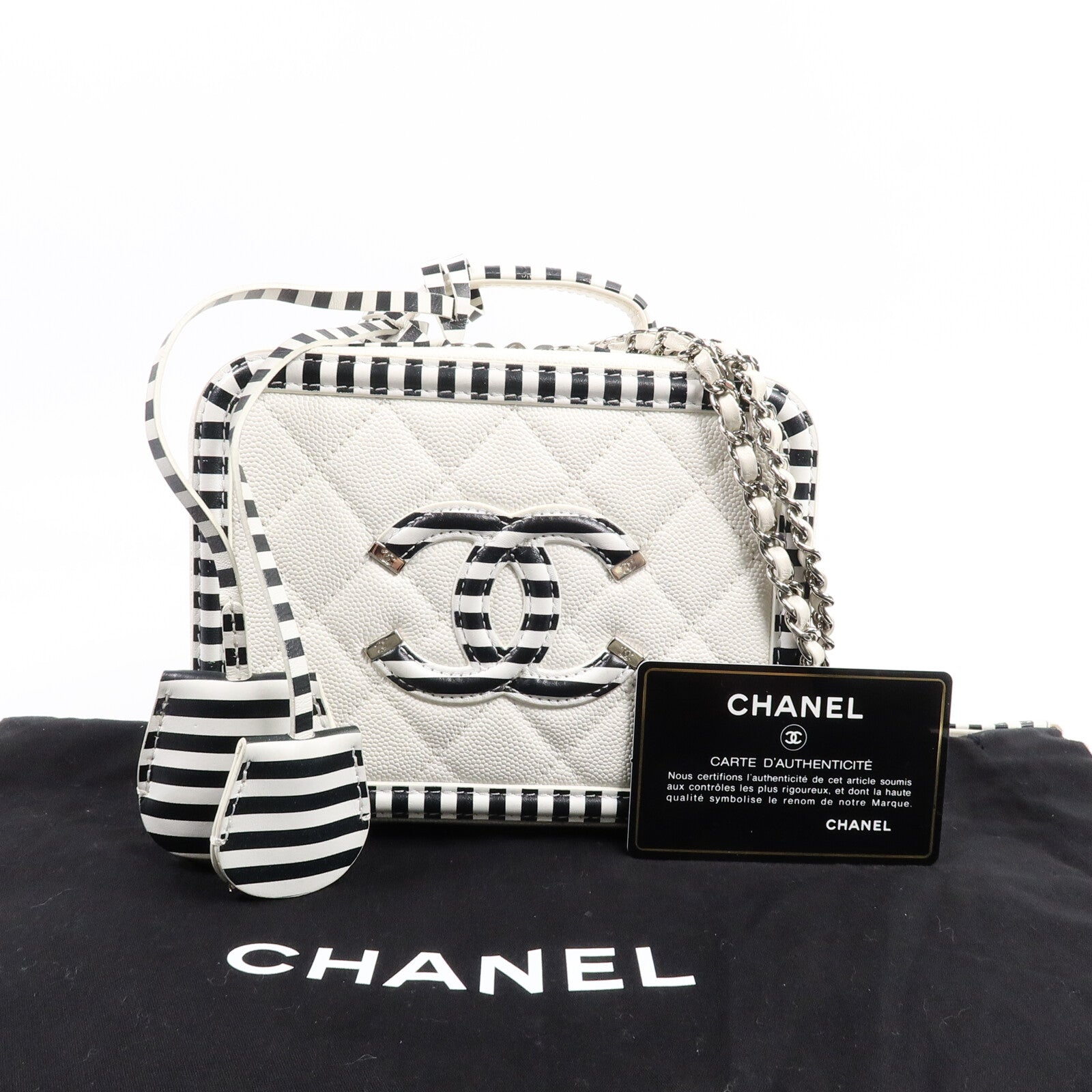 CHANEL 牛皮皮革CC Filigree Vanity Case手挽肩背兩用袋