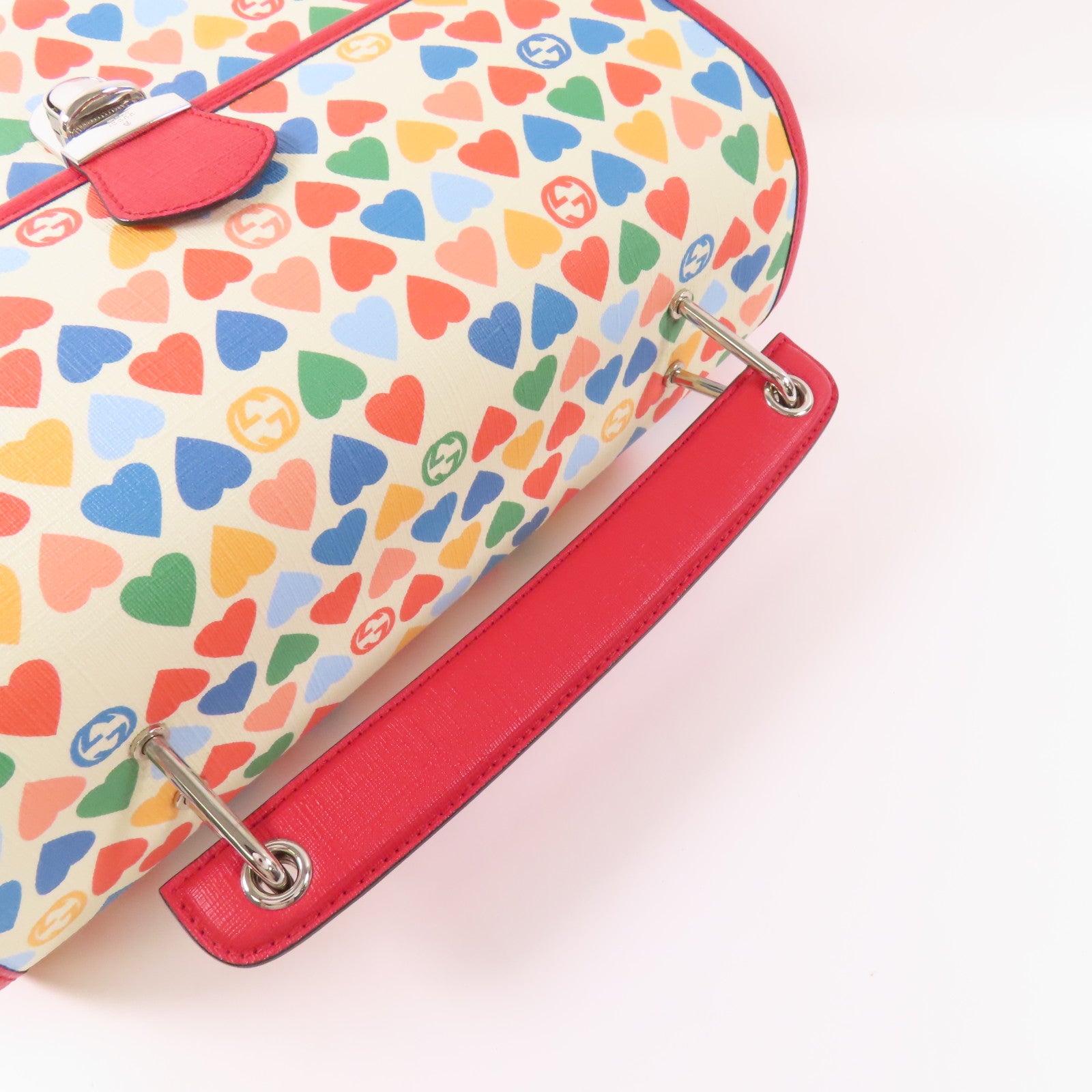 GUCCI 塗層帆布Children Heart Buckle Bag銀扣手挽袋