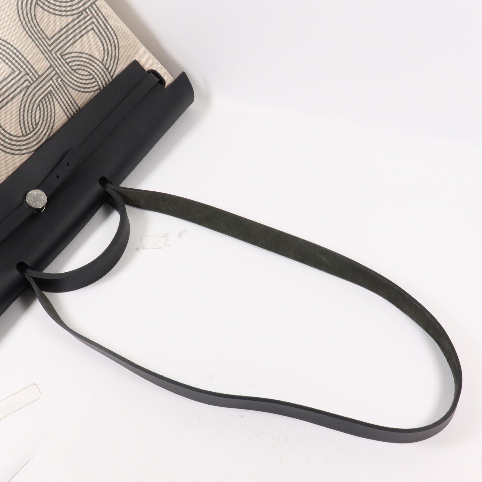 HERMES 帆布/Hunter皮革Herbag Cabine Bag手挽肩背兩用袋Ecru/Noir