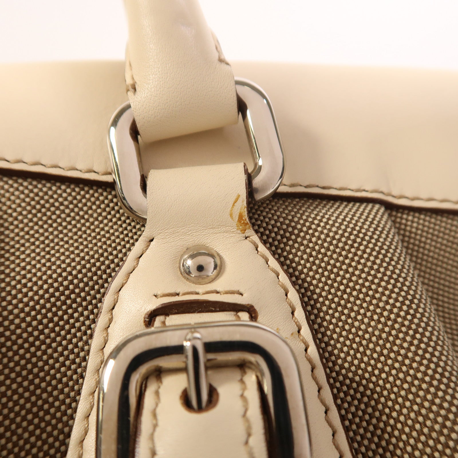 PRADA 【激減優惠】帆布/牛皮皮革2 Way Shoulder銀扣手挽肩背兩用袋