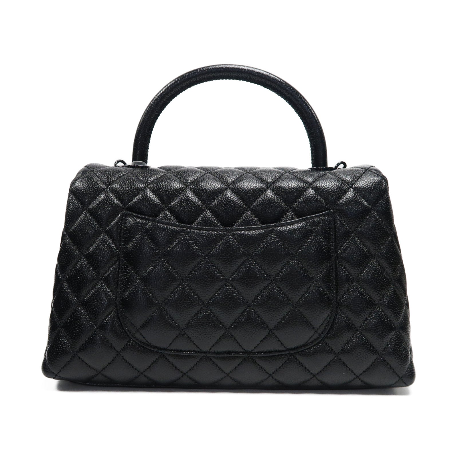CHANEL 菱格Caviar皮革Coco Handle Medium手挽肩背兩用袋黑色