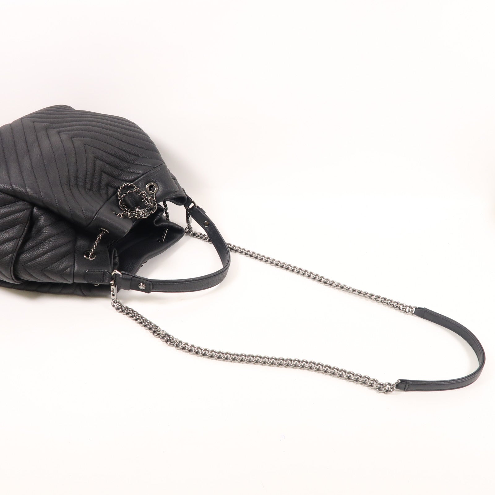 CHANEL 牛皮皮革2way Shoulder Bag銀扣鏈帶肩背袋