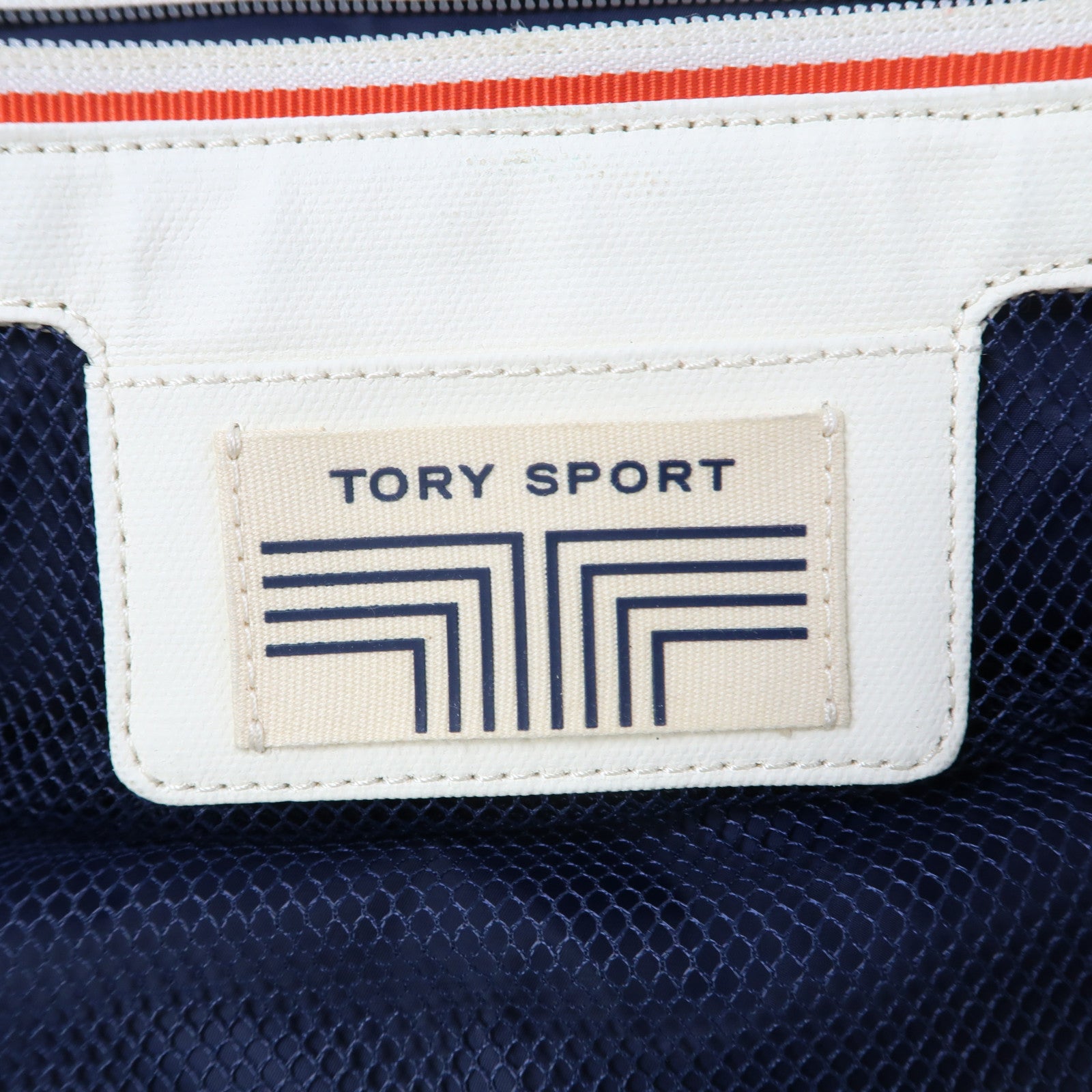 Tory Burch 塗層帆布Tote Bag銀扣手挽袋白色/藍色