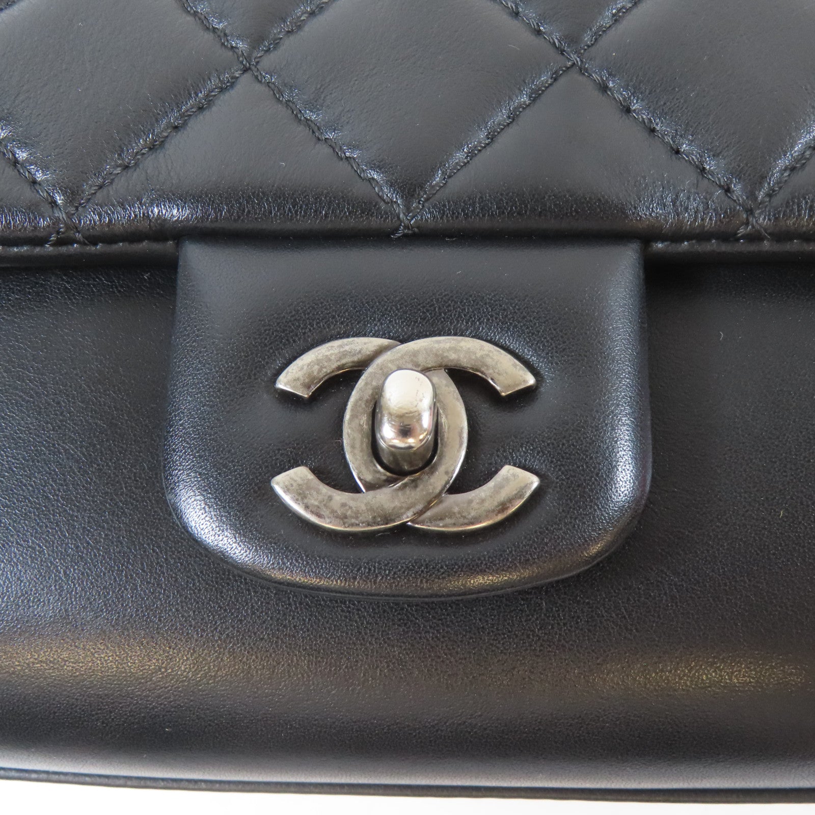 CHANEL 【激減優惠】菱格牛皮皮革2 Way Chain Shoulder Bag銀扣鏈帶手挽肩背兩用袋黑色