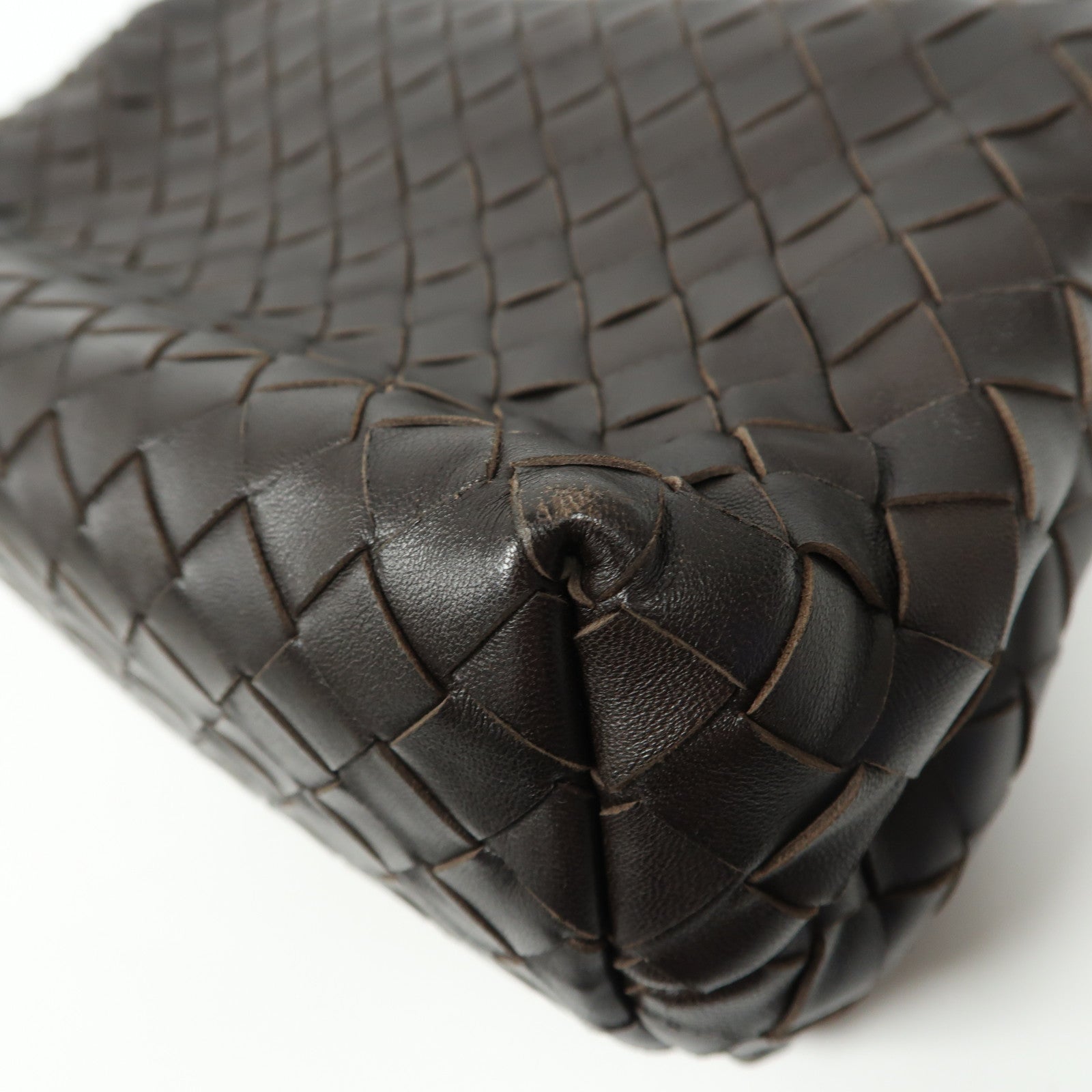 BOTTEGA VENETA 織紋皮革Shoulder Bag金扣肩背袋啡色
