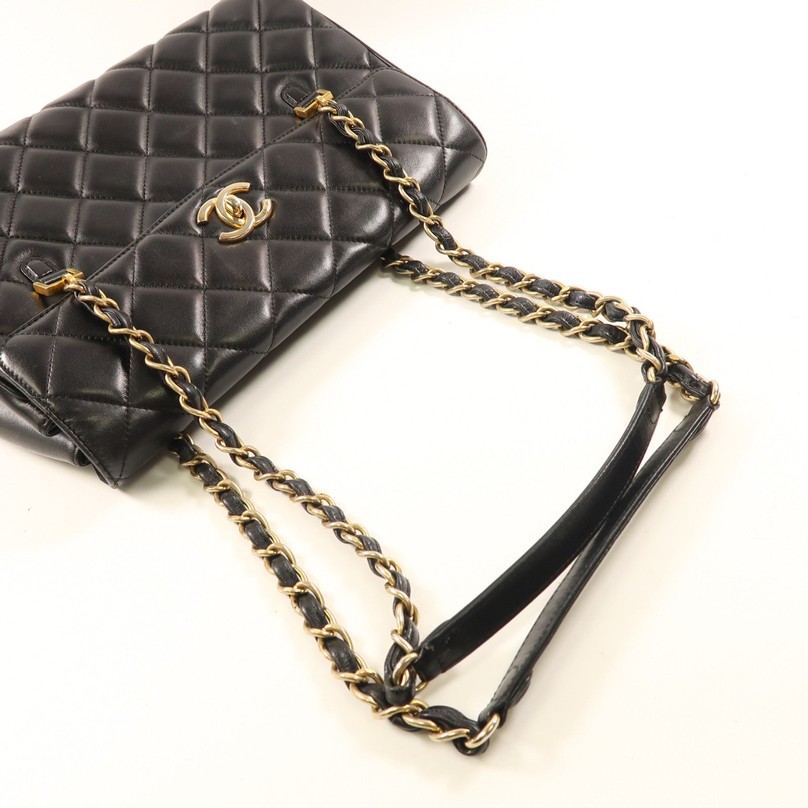CHANEL 【激減優惠】菱格羊皮皮革Shoulder Bag金扣鏈帶肩背袋黑色