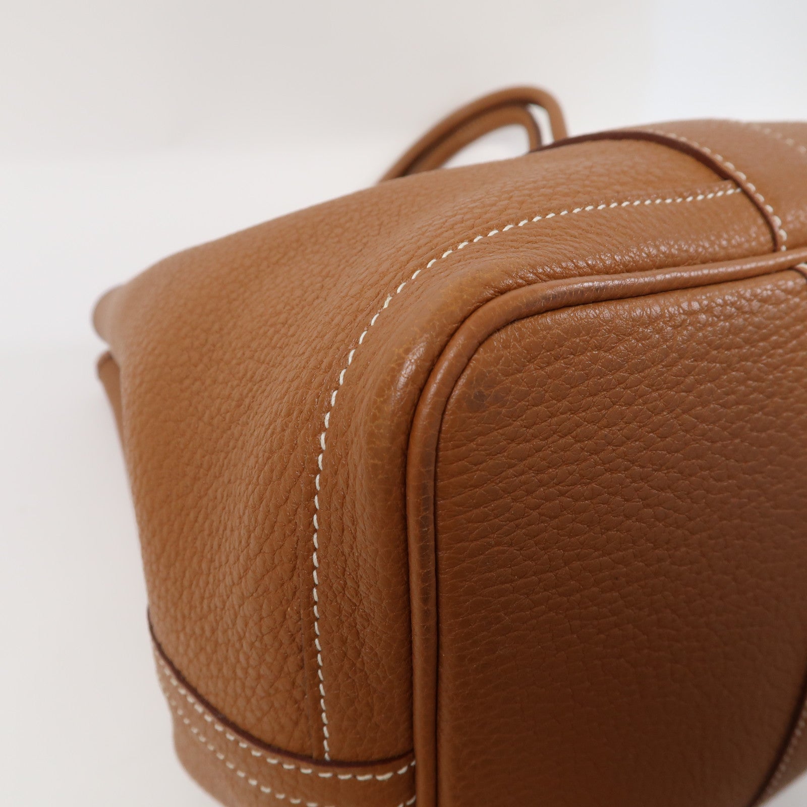 HERMES Negonda皮革Garden Party PM銀扣手挽袋金色