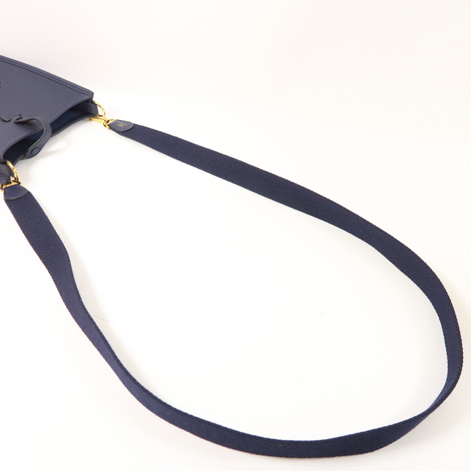 HERMES Clemence皮革Evelyne TPM金扣肩背袋Bleu Indigo深藍色