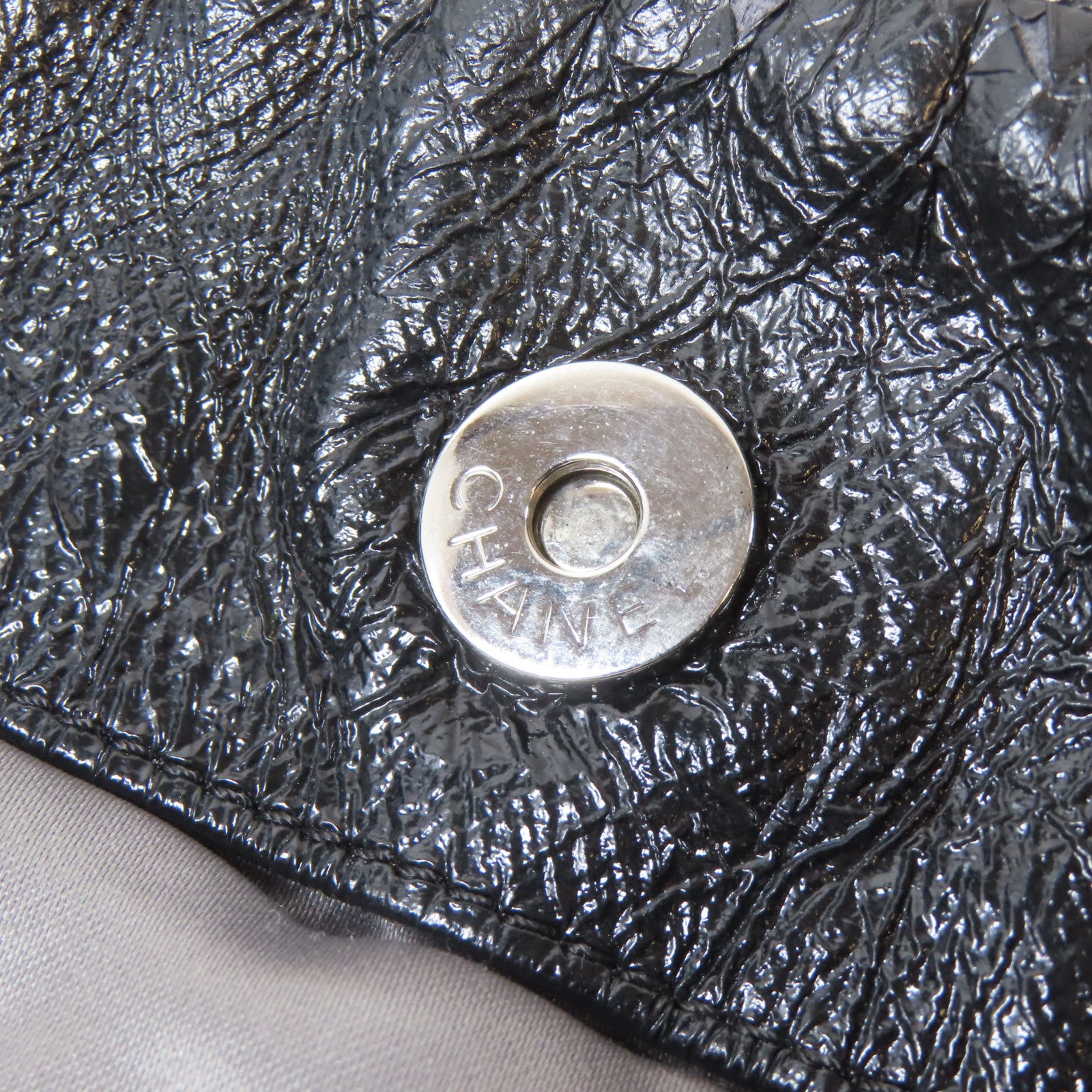 CHANEL 【激減優惠】塗層帆布Chain Shoulder Bag銀扣鏈帶肩背袋黑色