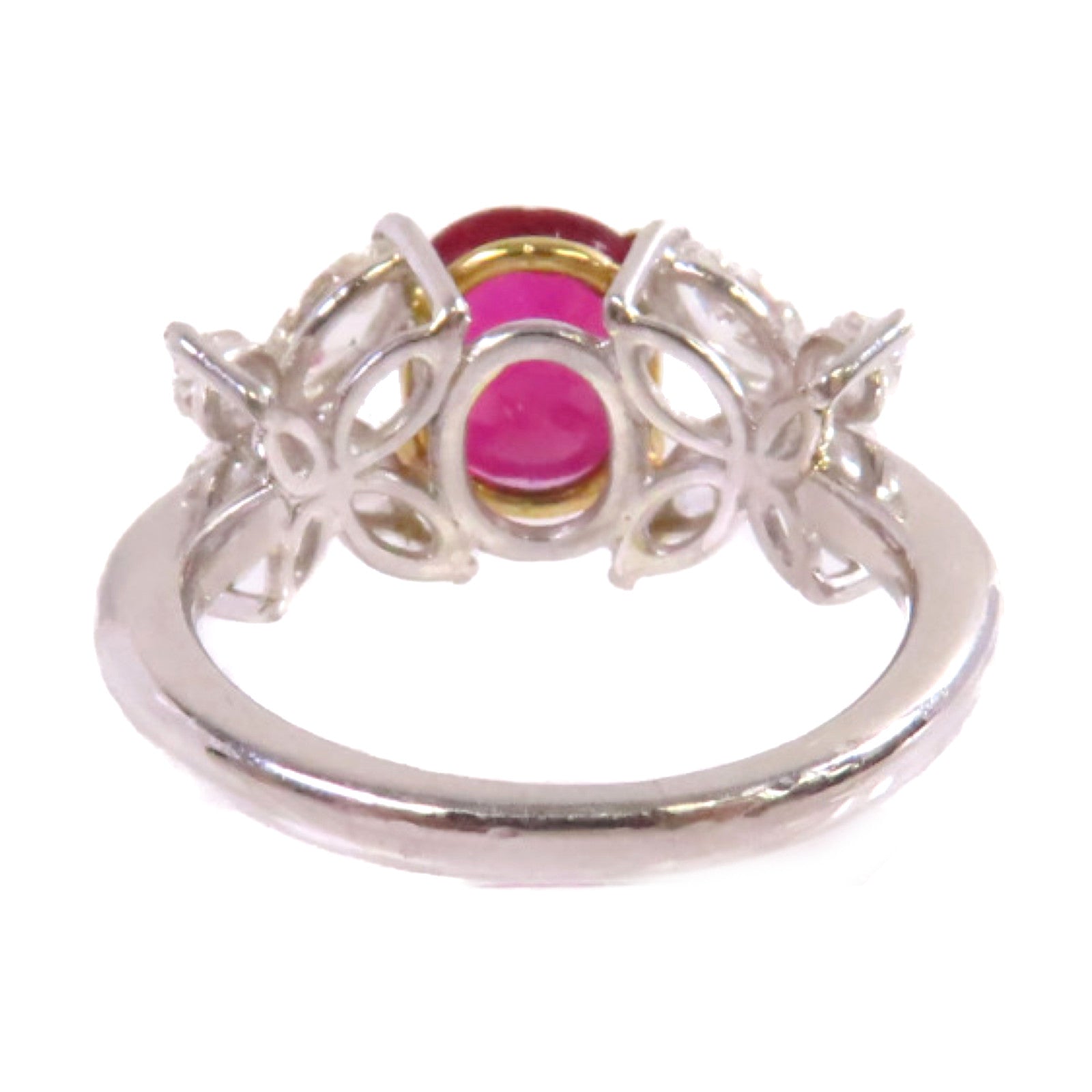 JEWELRY 18K黃金/PT900鉑金/1.43ct紅寶石/0.87ct鑚石Ruby Diamond Ring戒指US#4