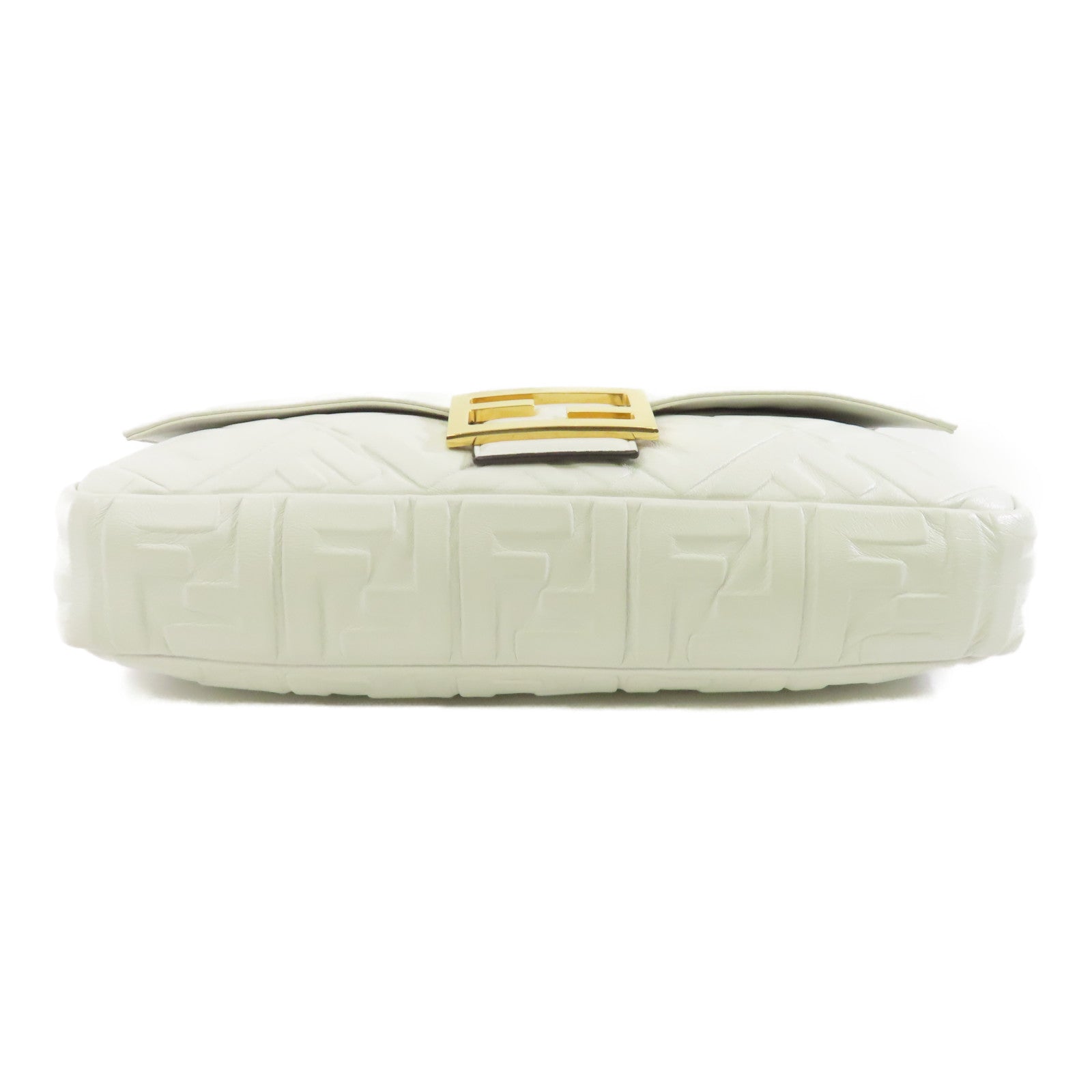 FENDI 牛皮皮革Baguette Bag金扣手挽肩背兩用袋白色