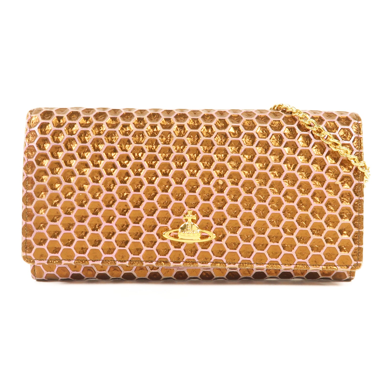 Vivienne Westwood 皮革Chain Shoulder金扣鏈帶肩背袋