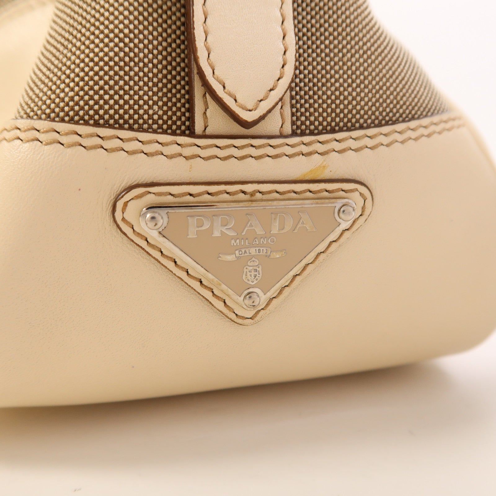 PRADA 【激減優惠】帆布/牛皮皮革2 Way Shoulder銀扣手挽肩背兩用袋