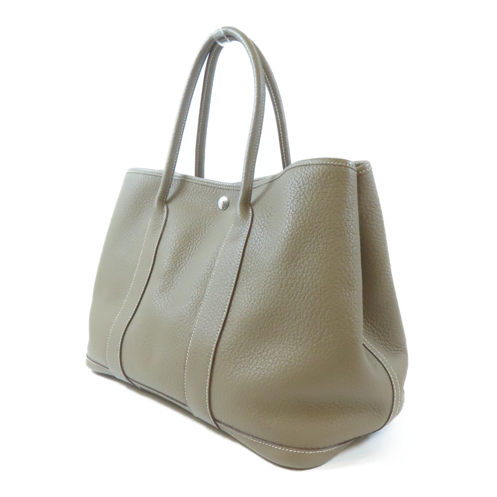HERMES Country皮革Garden Party PM銀扣手挽袋Etoupe/大象灰色