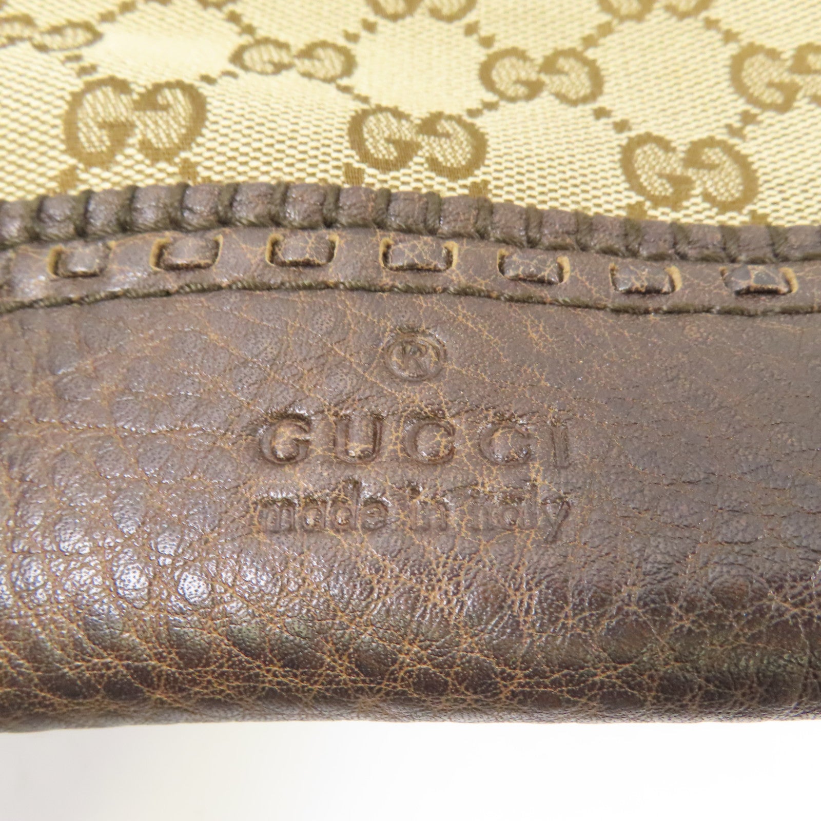 GUCCI 【激減優惠】牛皮皮革/帆布Tote Bag金扣手挽袋