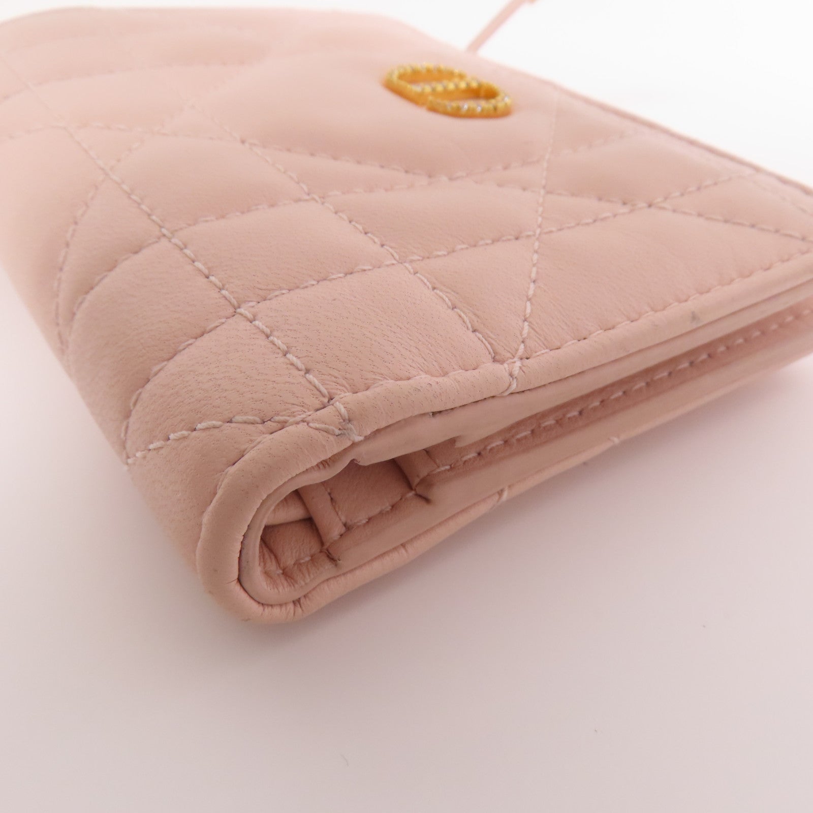 Dior 羊皮皮革Caro Dahlia Wallet金扣短錢包
