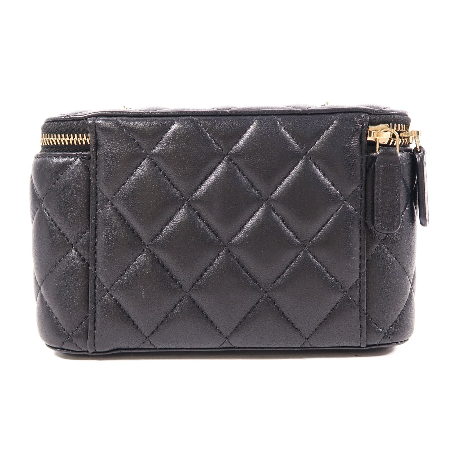 CHANEL 【激減優惠】菱格羊皮皮革Vanity Case金扣鏈帶肩背袋黑色