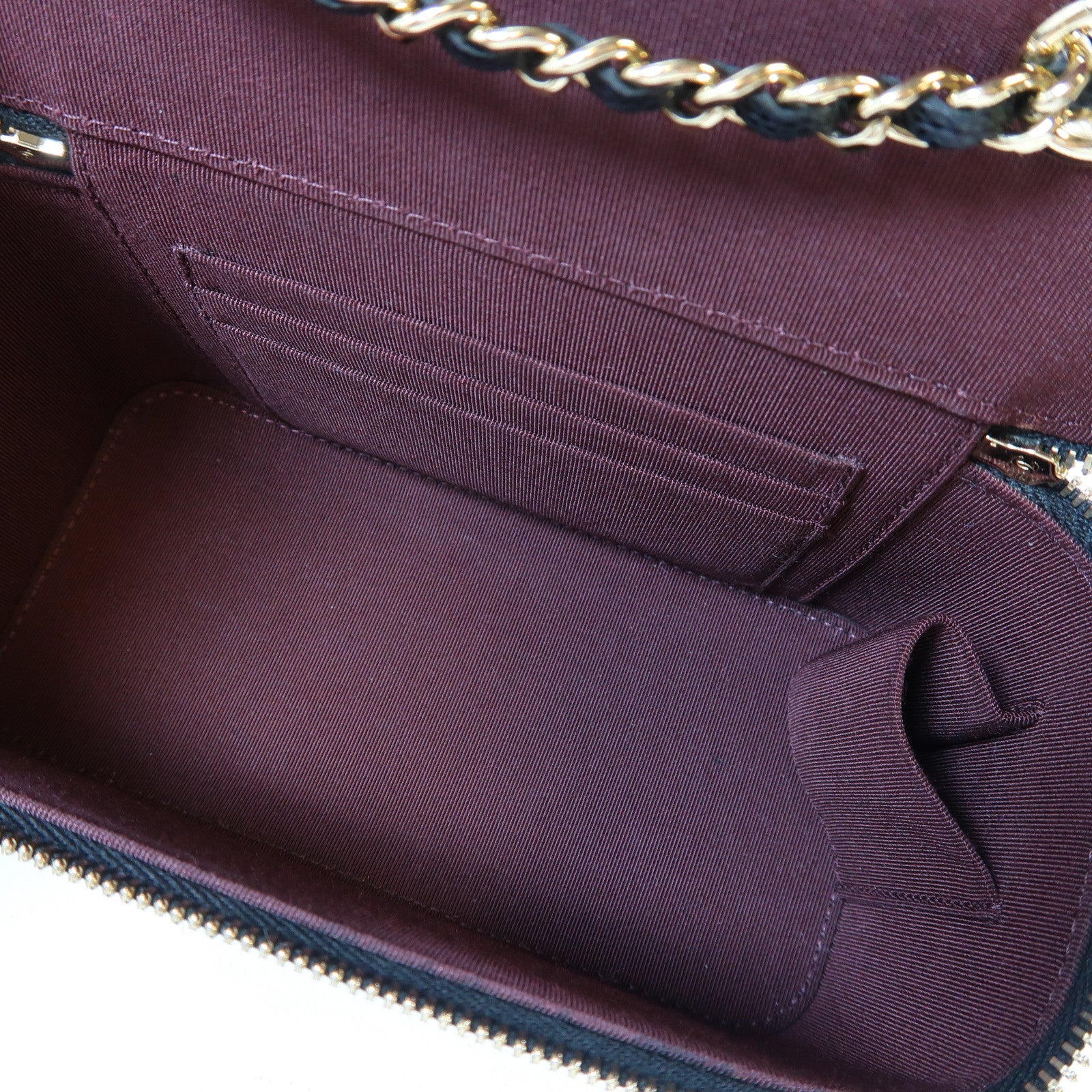 CHANEL 菱格Caviar皮革Vanity Case金扣鏈帶肩背袋黑色