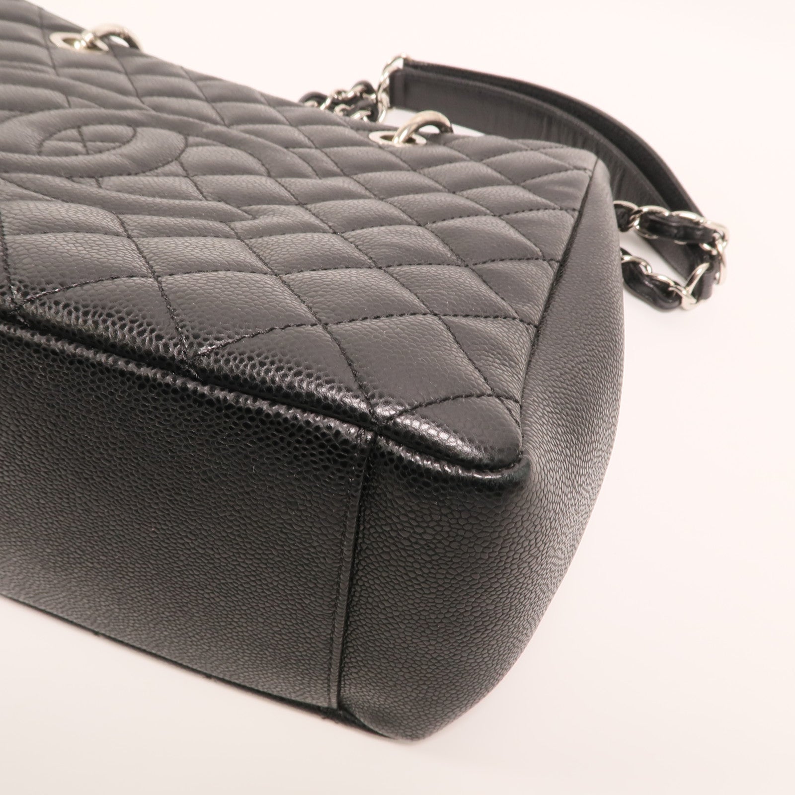 CHANEL 牛皮皮革GST Grand Shopping Tote Bag金扣鏈帶肩背袋