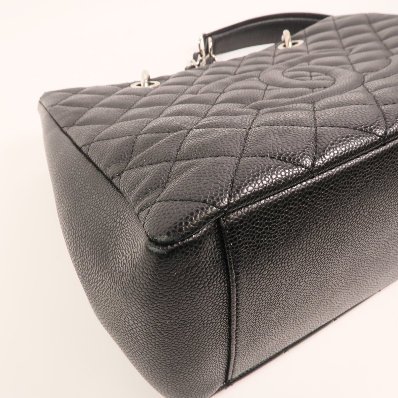 CHANEL 牛皮皮革GST Grand Shopping Tote Bag金扣鏈帶肩背袋