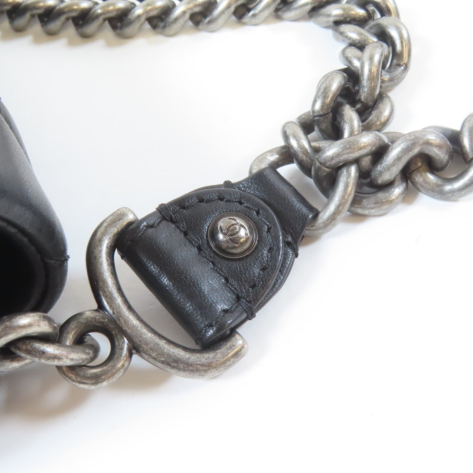 CHANEL 【激減優惠】菱格牛皮皮革2 Way Chain Shoulder Bag銀扣鏈帶手挽肩背兩用袋黑色